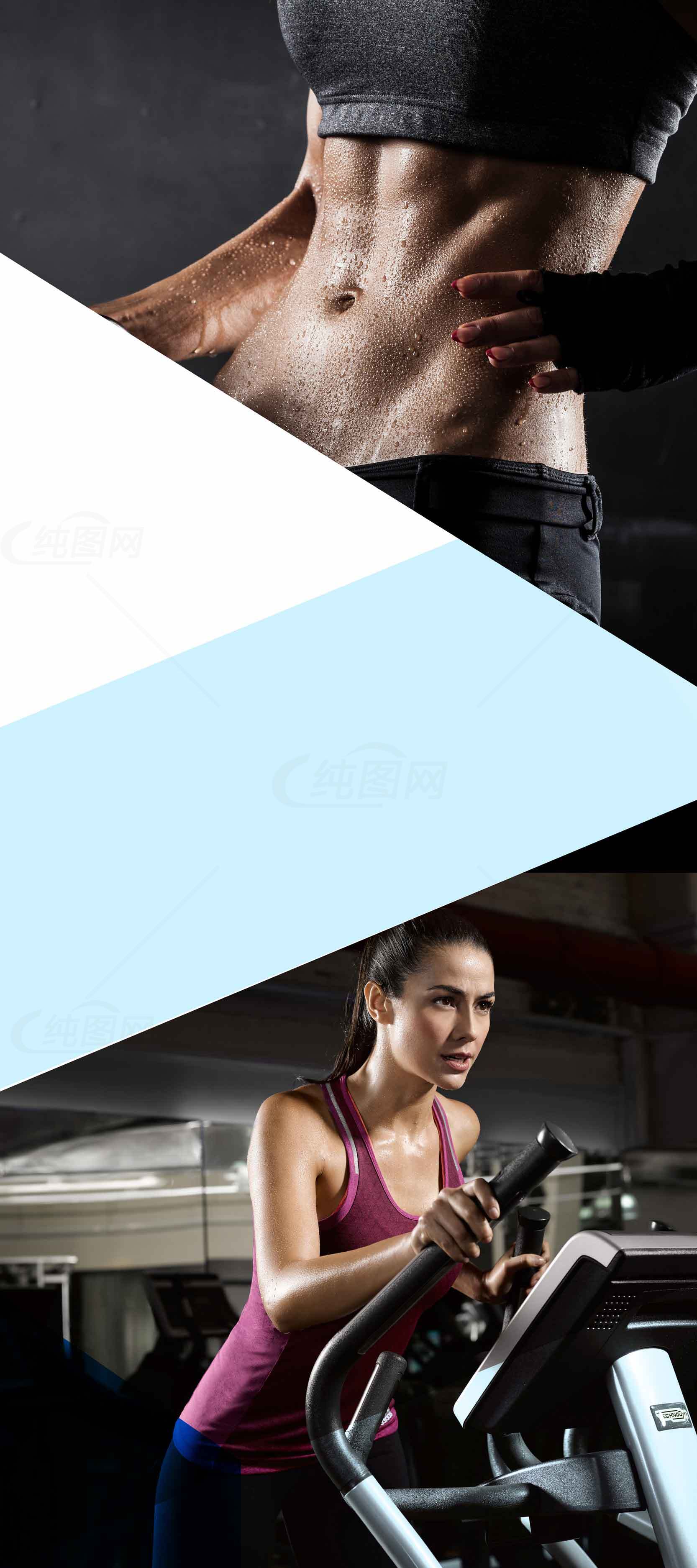 健身房锻炼与核心肌群训练的完美结合素材