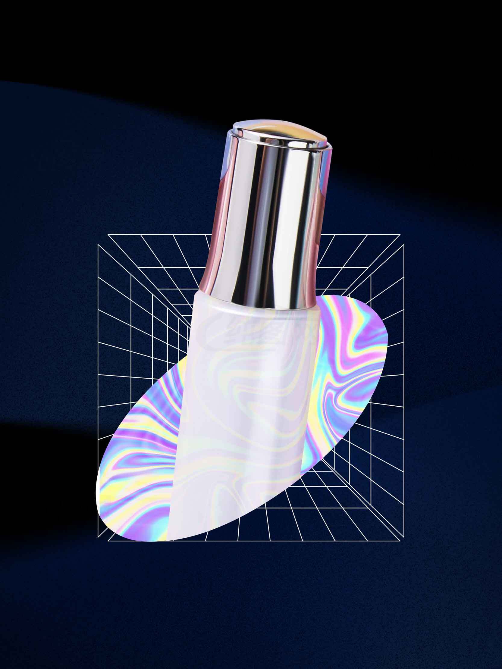 未来感金属口红设计与炫彩背景素材