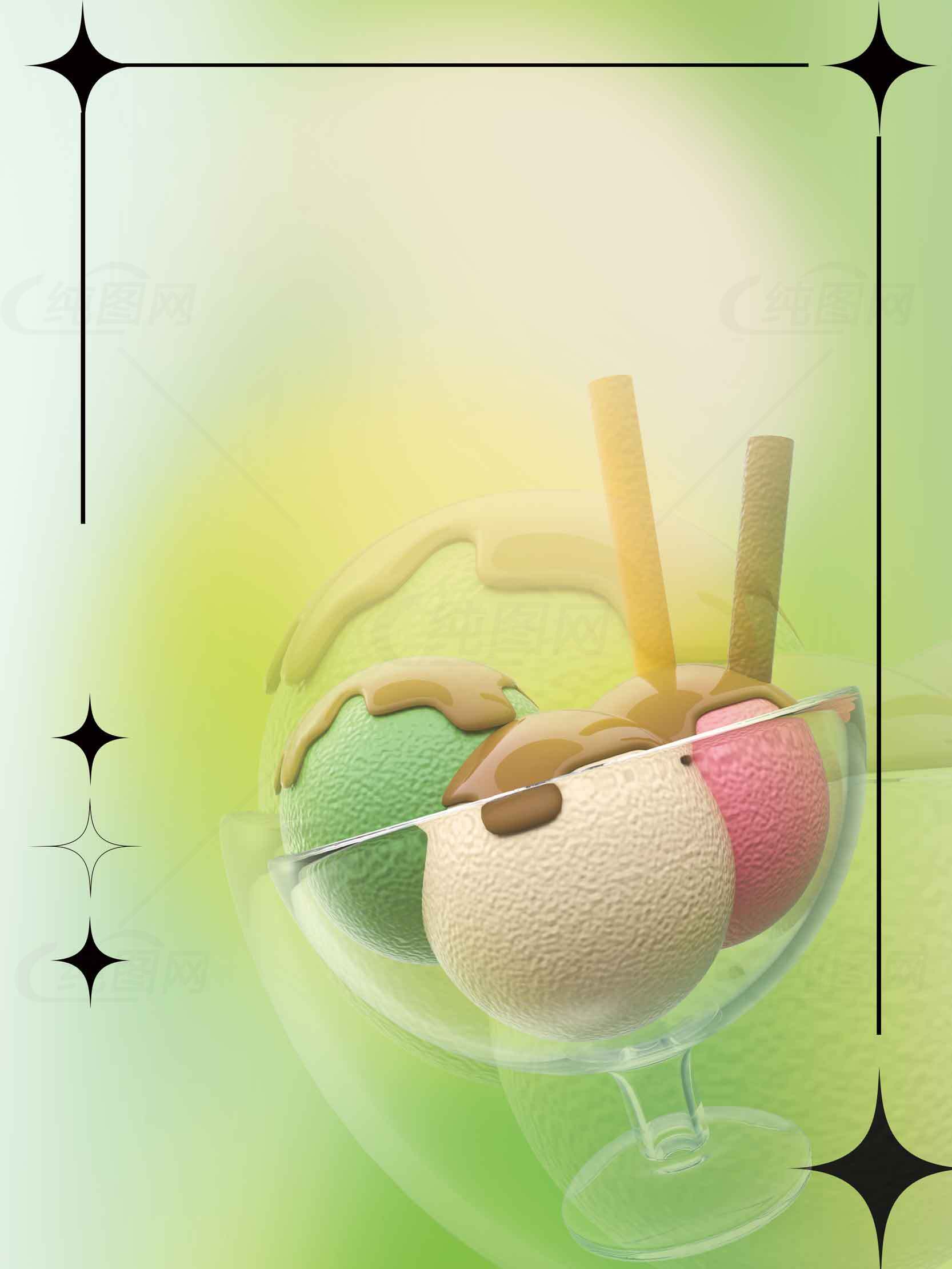 清新夏日冰淇淋甜品图片素材