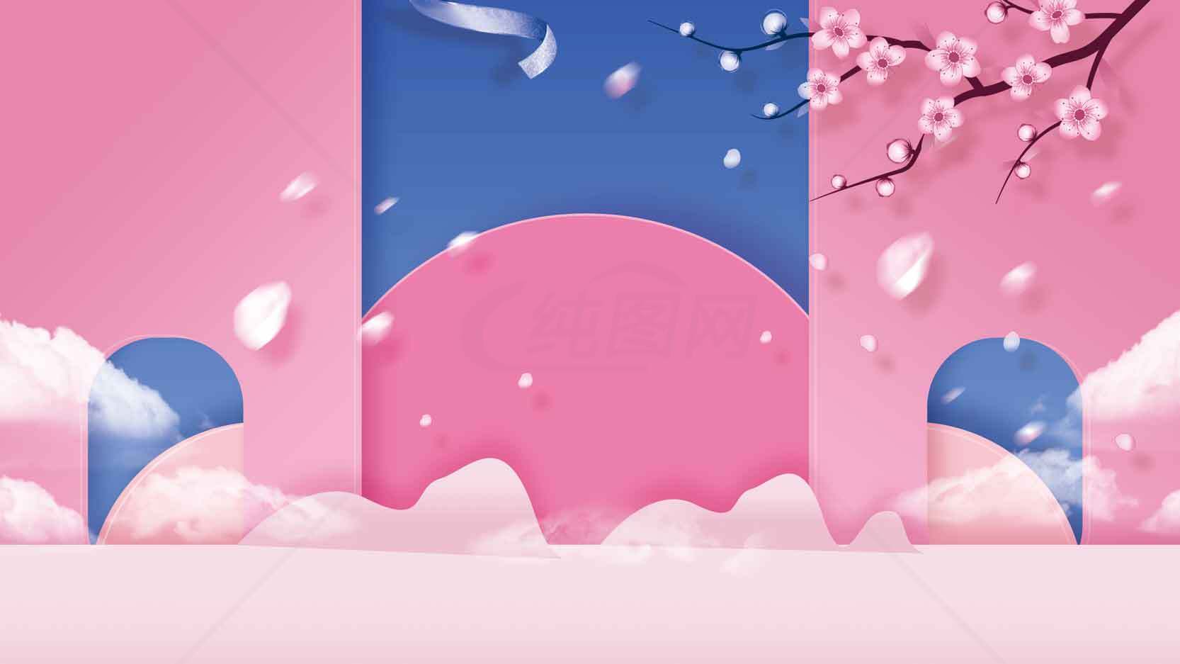 春日樱花粉色梦幻背景图片素材