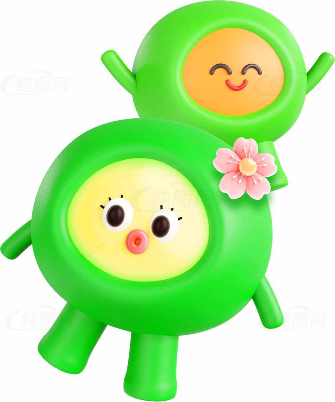 绿色卡通吉祥物形象设计素材