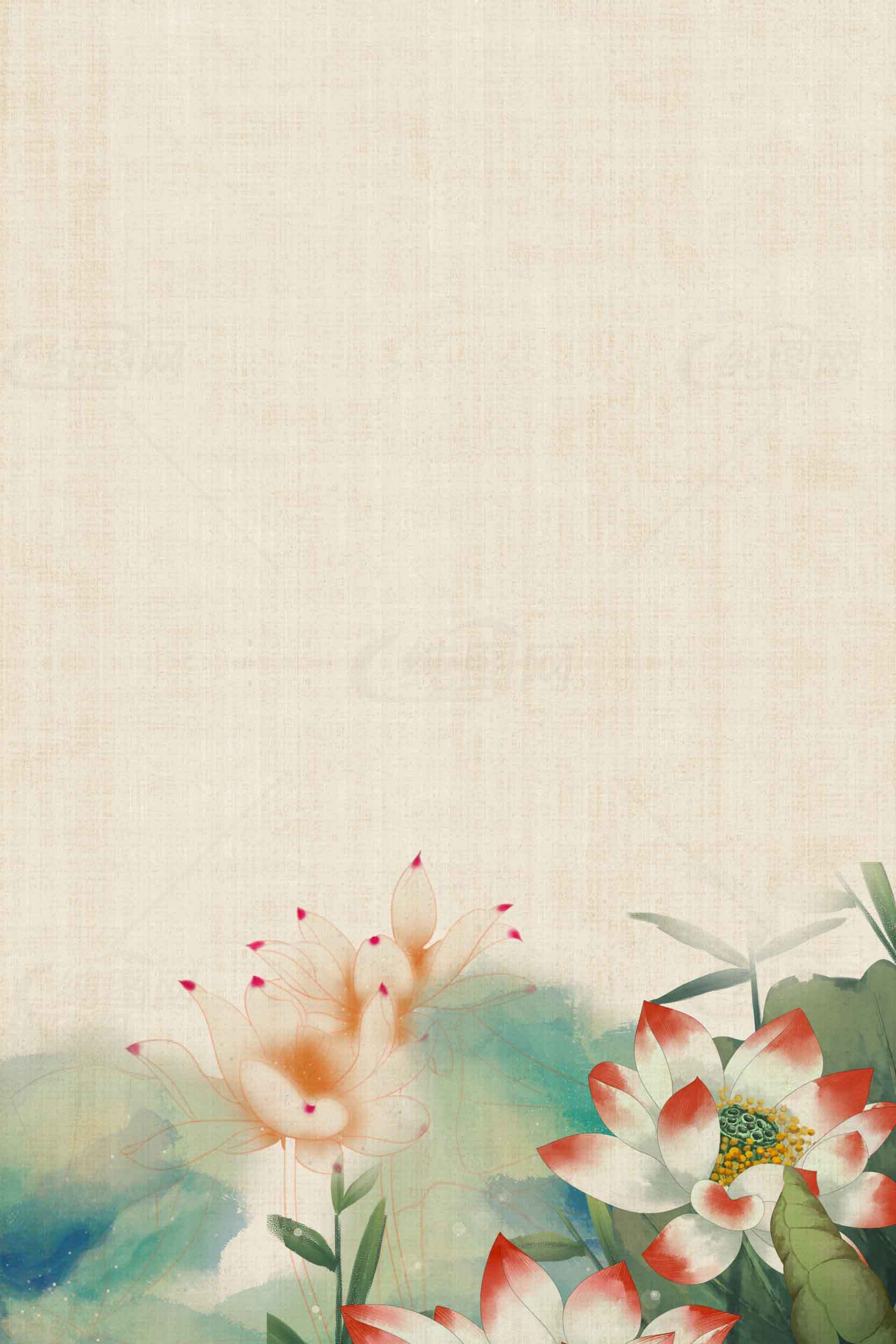 水墨荷花背景图片中国风风格素材