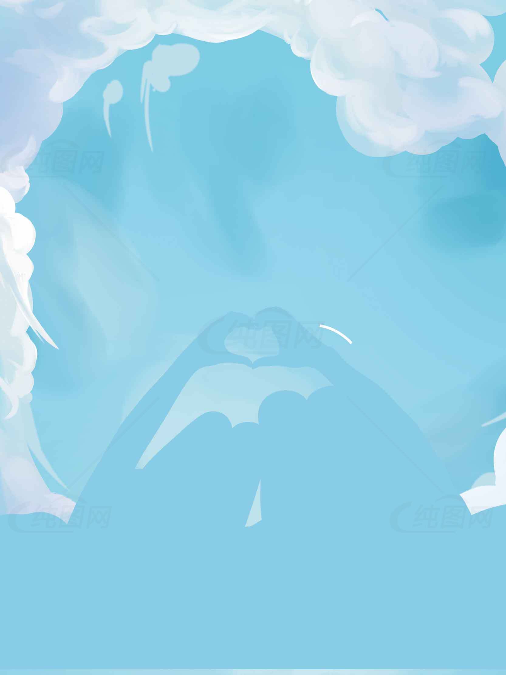浪漫蓝天情侣心形手势插画素材