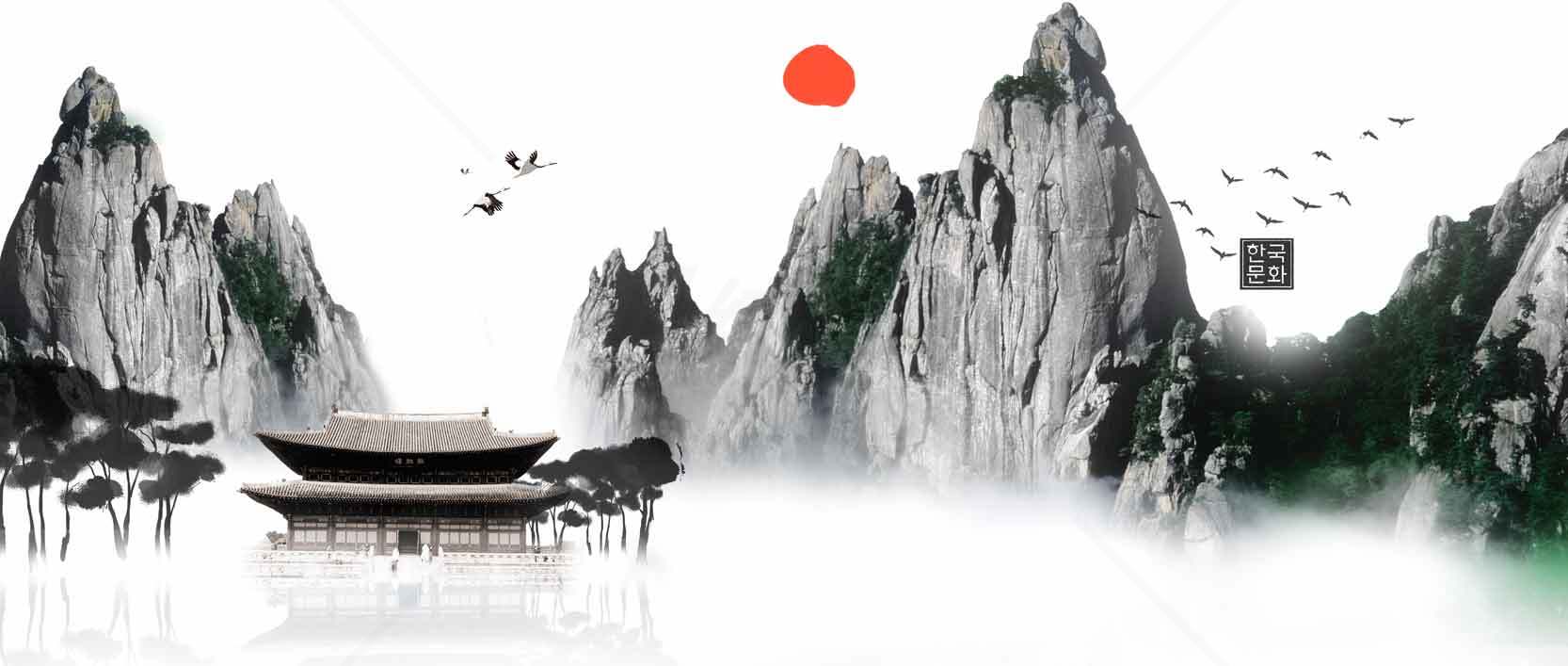 中国山水国画风景艺术高清图片素材