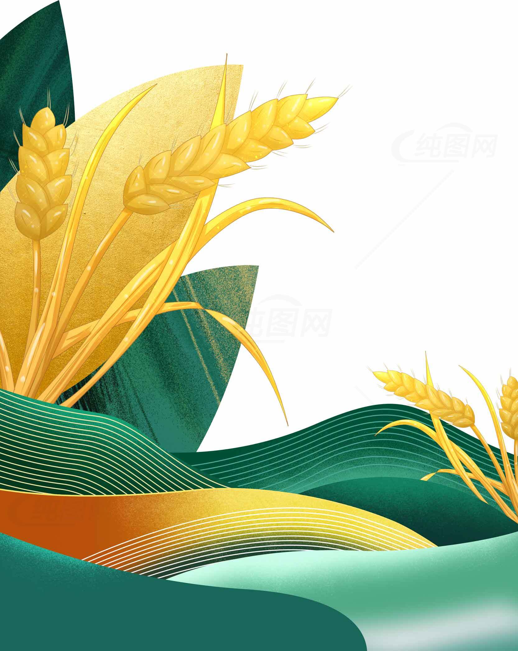 丰收季节麦田艺术插画素材