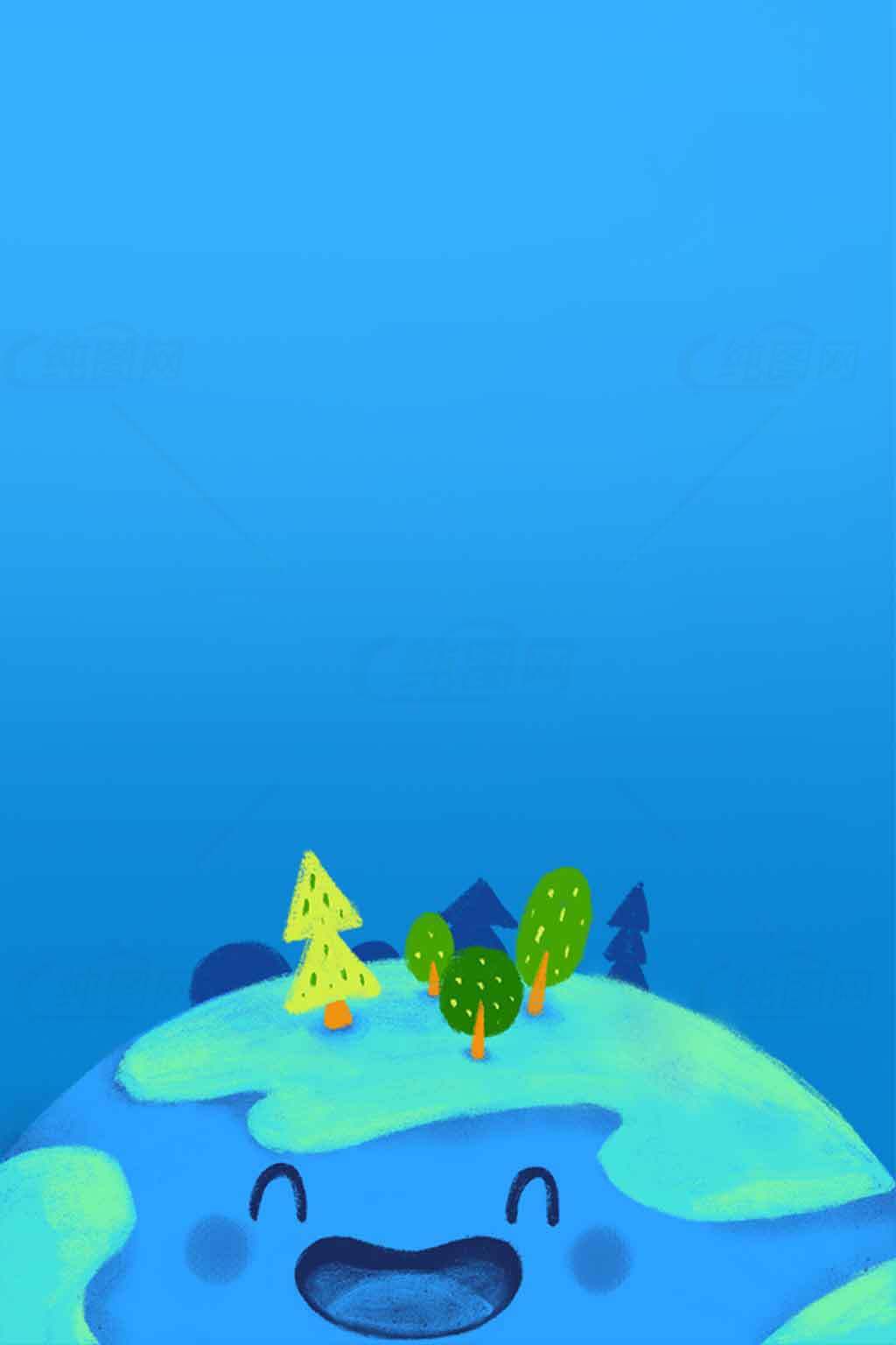可爱地球环保插画背景图片素材