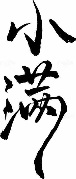 小满节气书法艺术：黑白创意设计素材