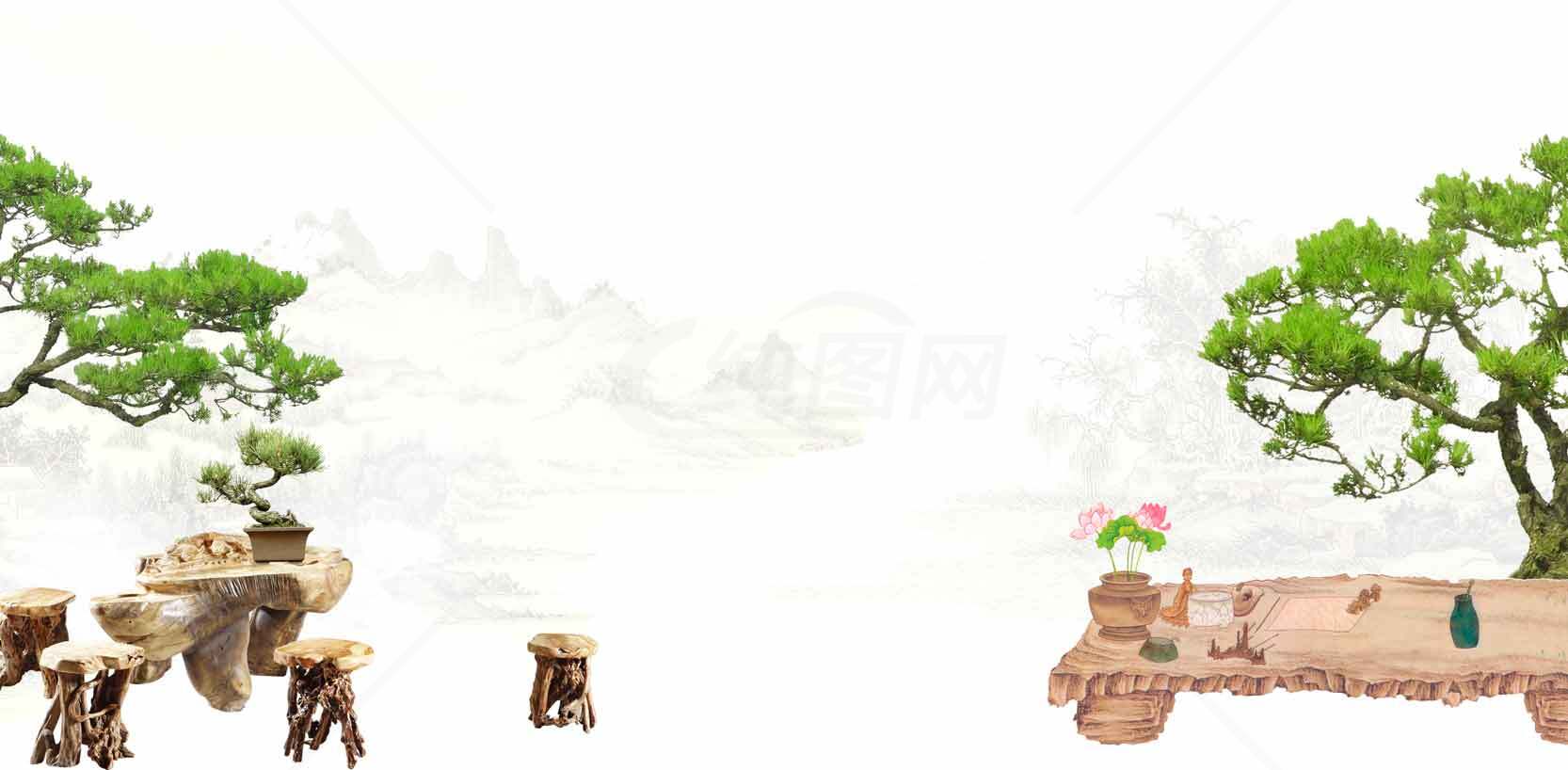 山水意境中国风背景图片素材