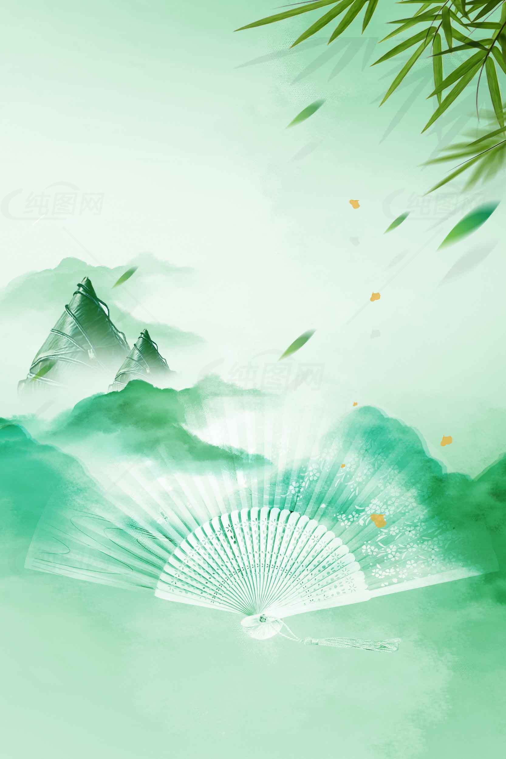 中国风山水竹林背景图片素材