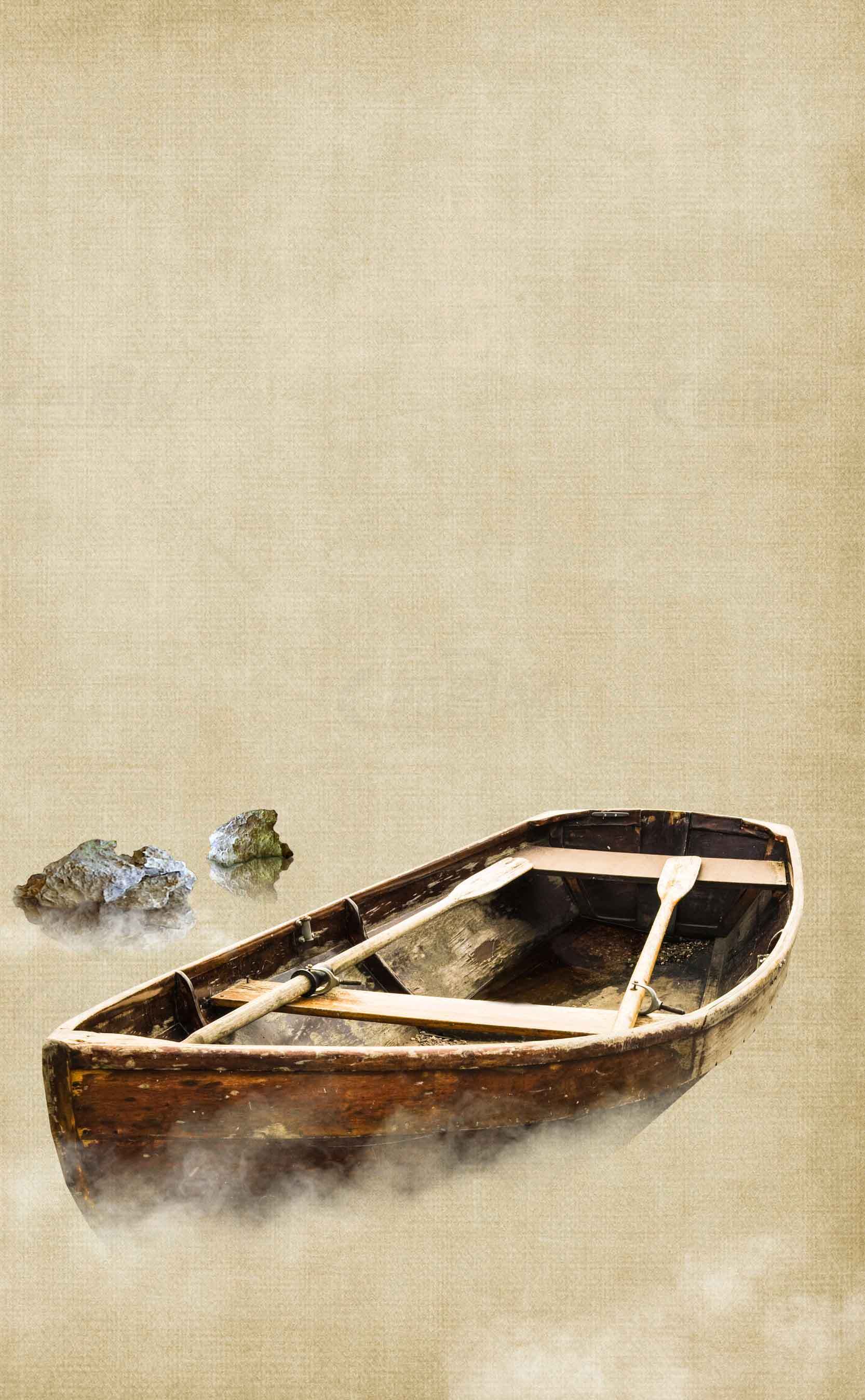 复古木船与宁静湖面背景图片素材