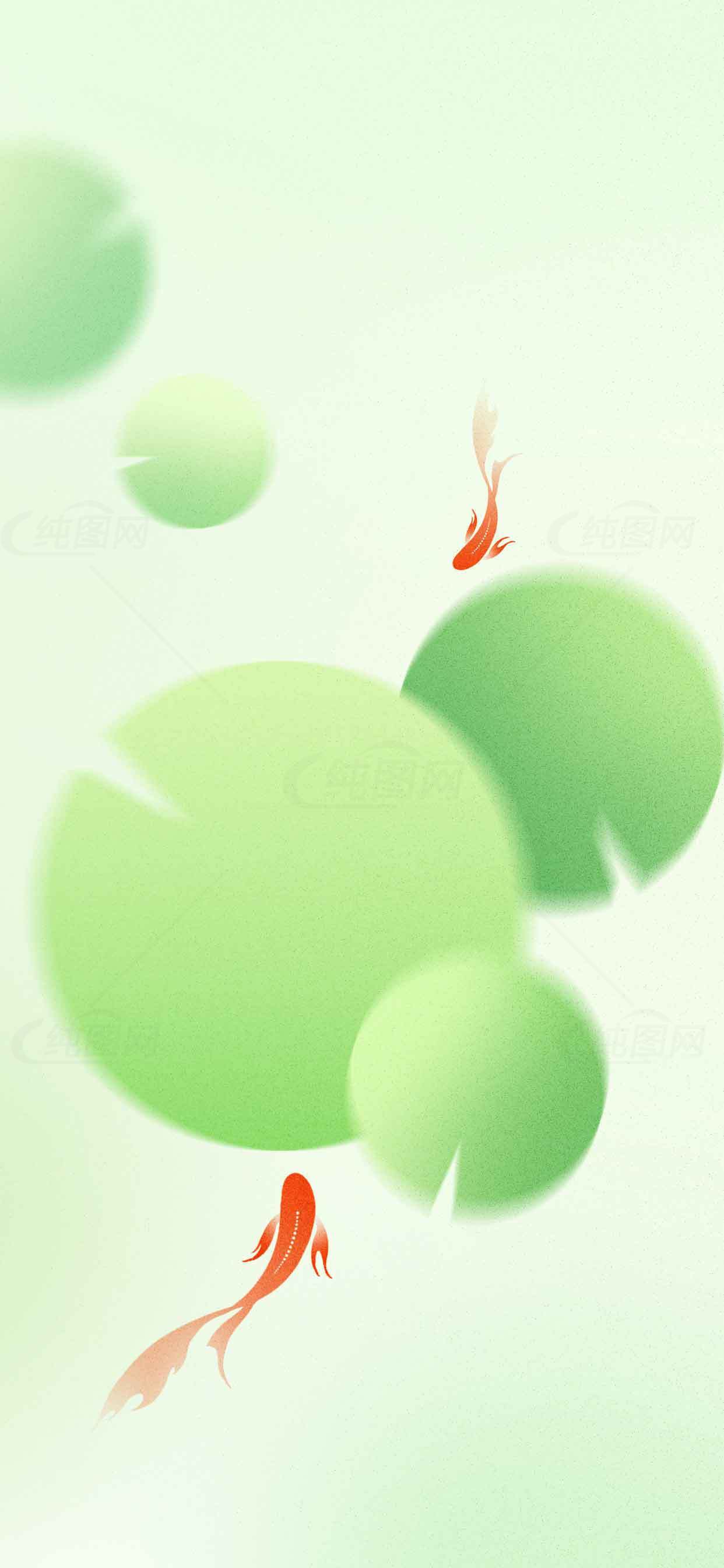 清新荷叶与金鱼背景图片素材
