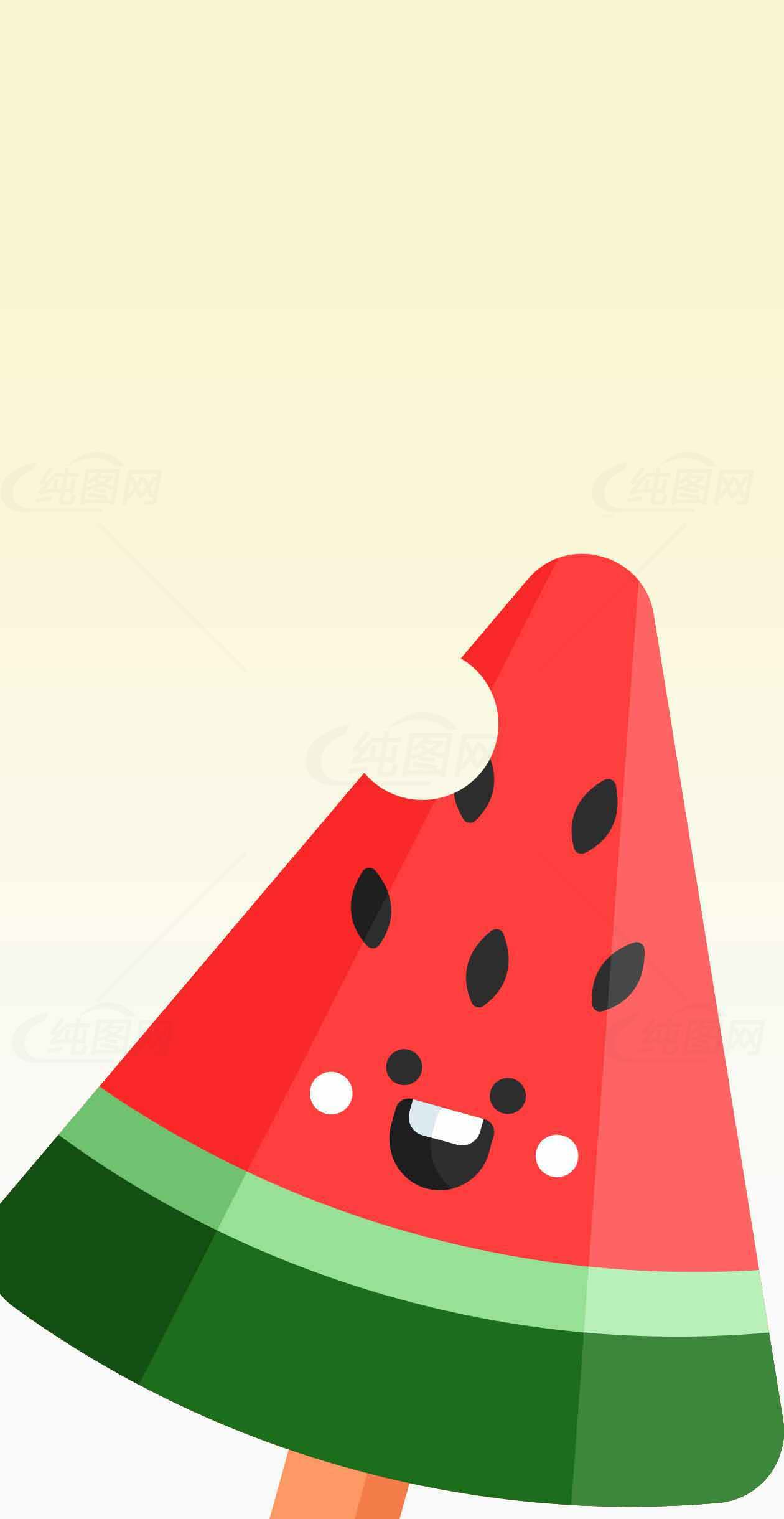 卡通西瓜插画设计，清新夏日风格图片素材