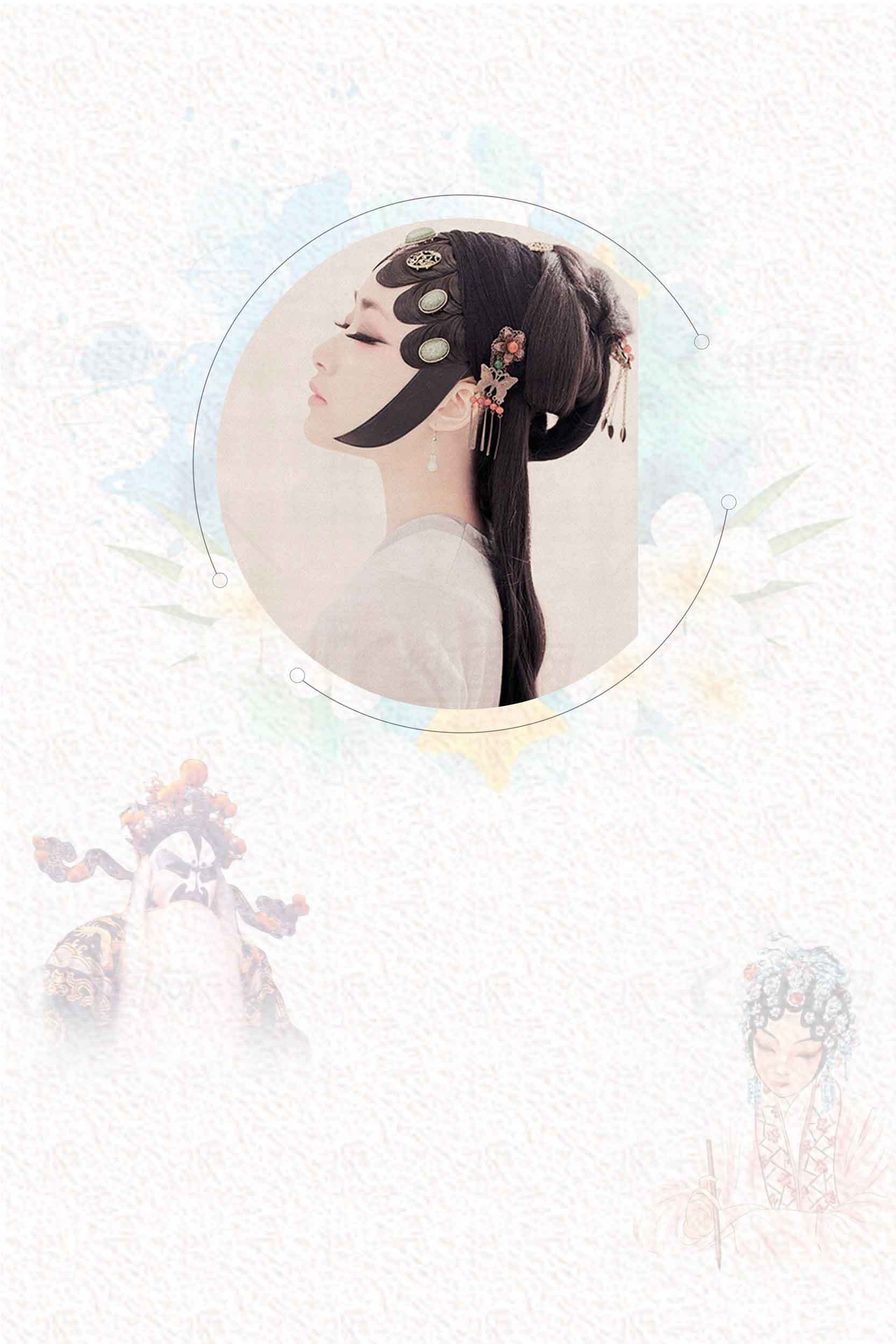古典戏曲人物唯美意境插画素材