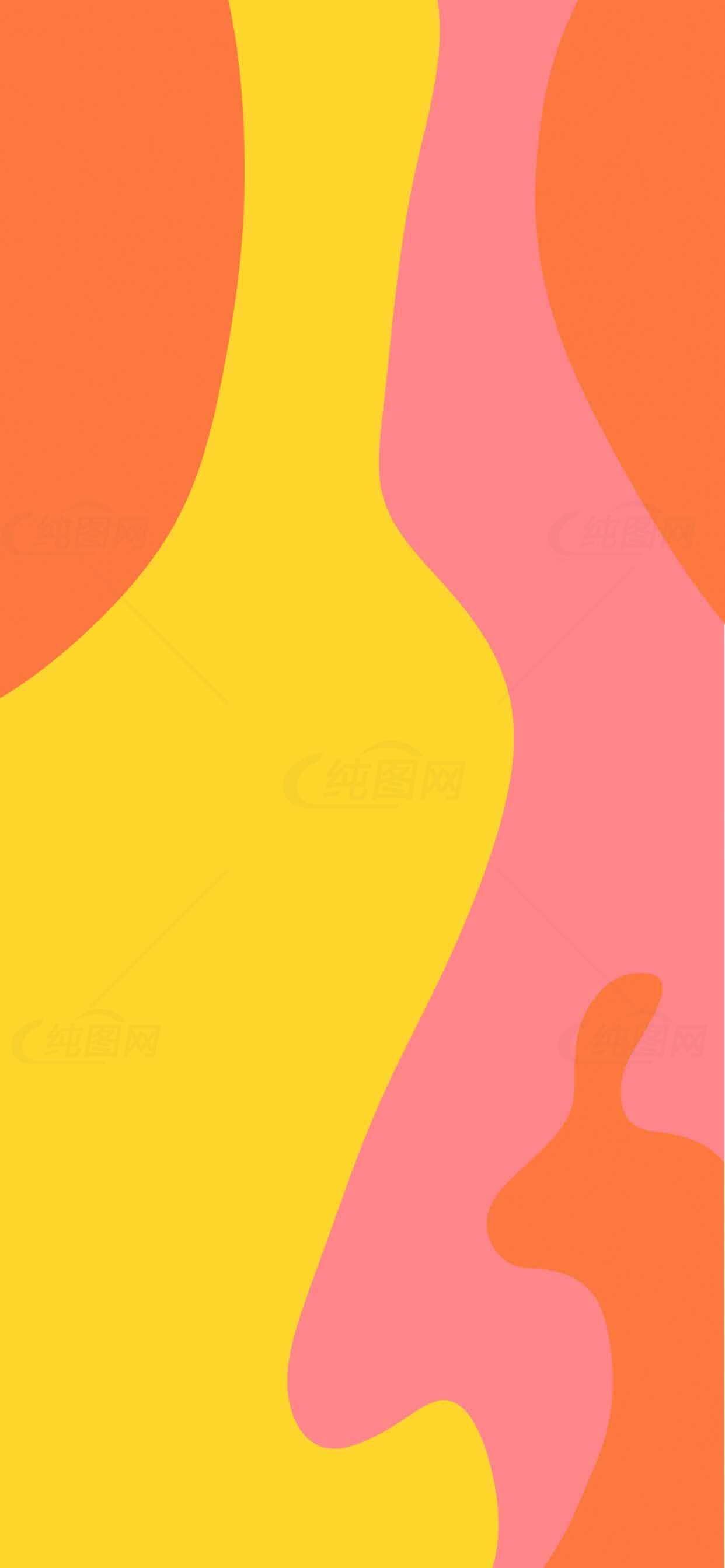 抽象彩色背景设计：黄色、粉色与橙色的艺术融合素材