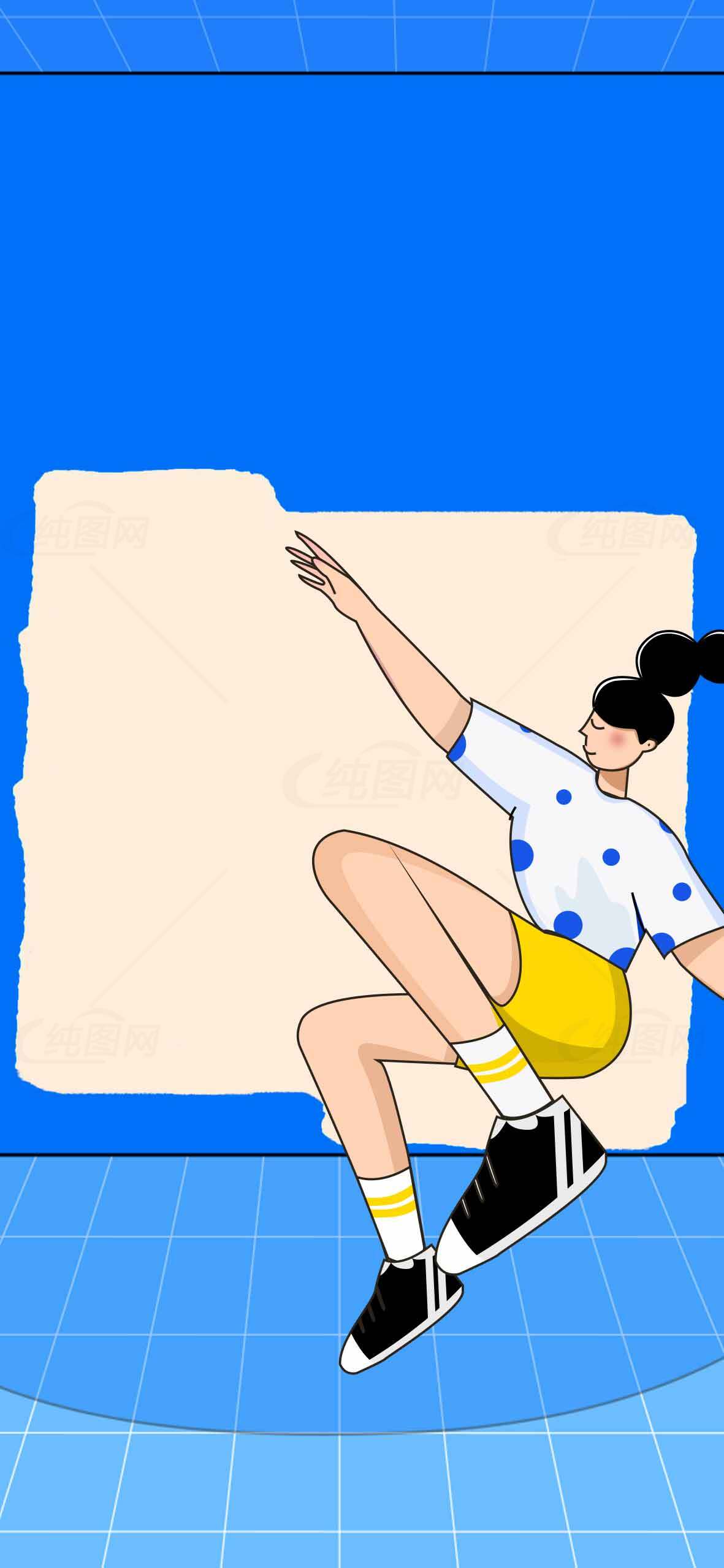现代插画风格运动女孩设计图片素材