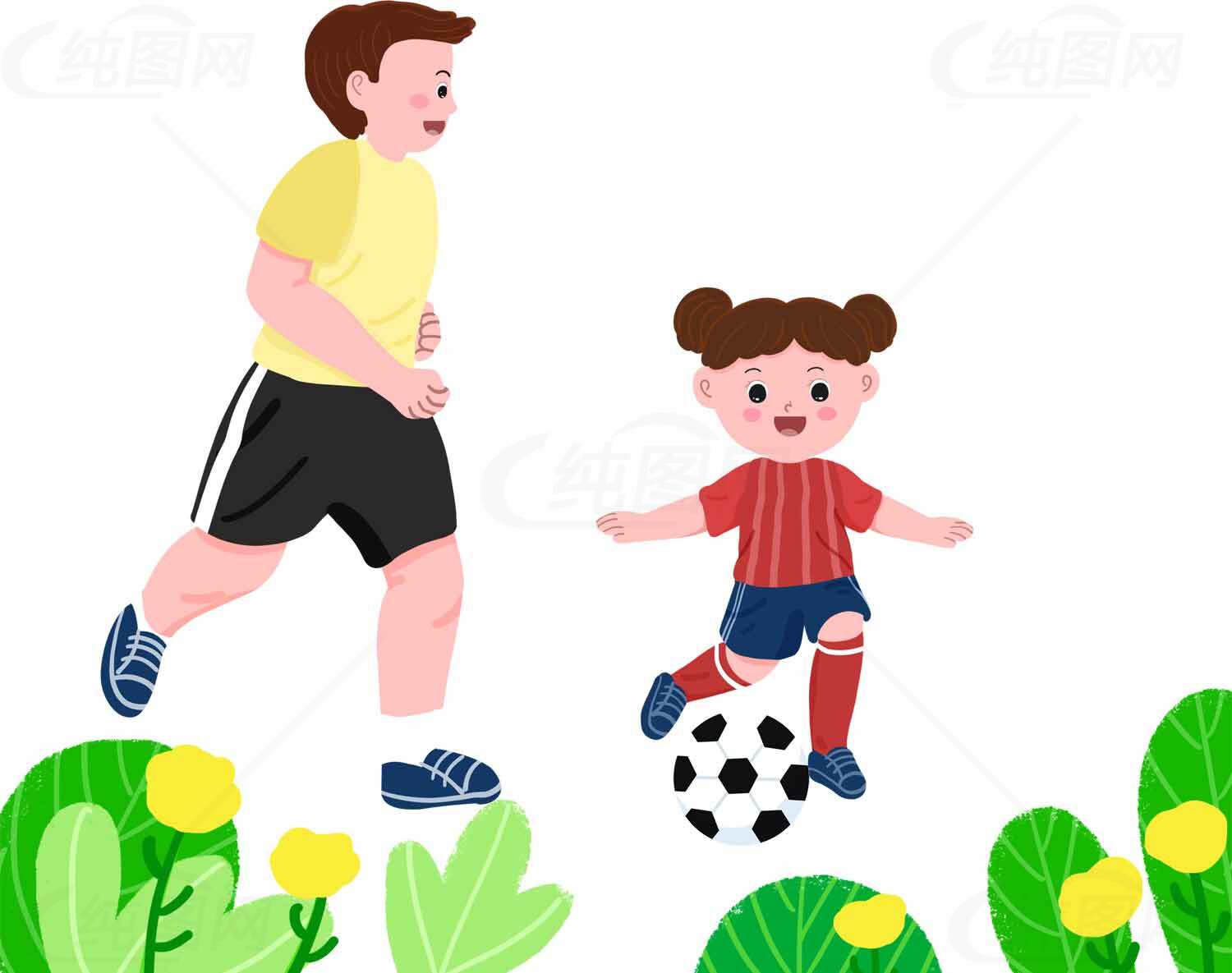 儿童足球运动场景插画素材
