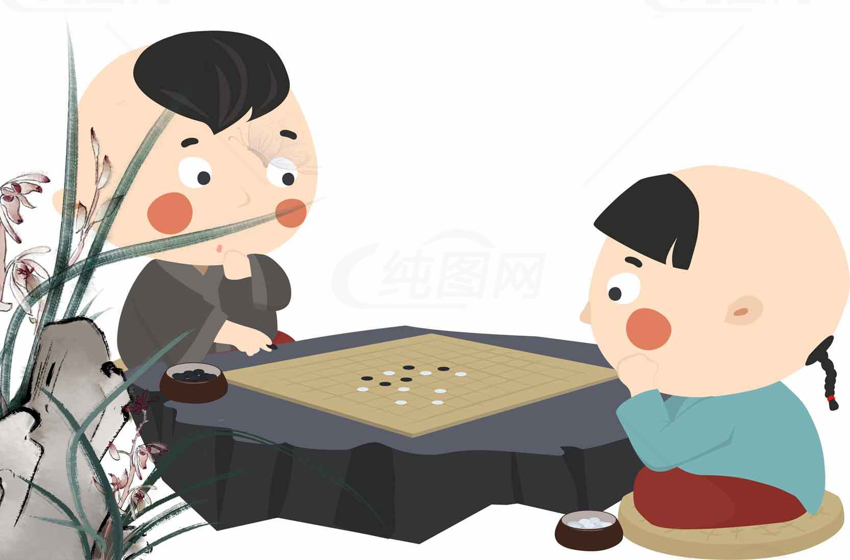 儿童围棋趣味插画素材