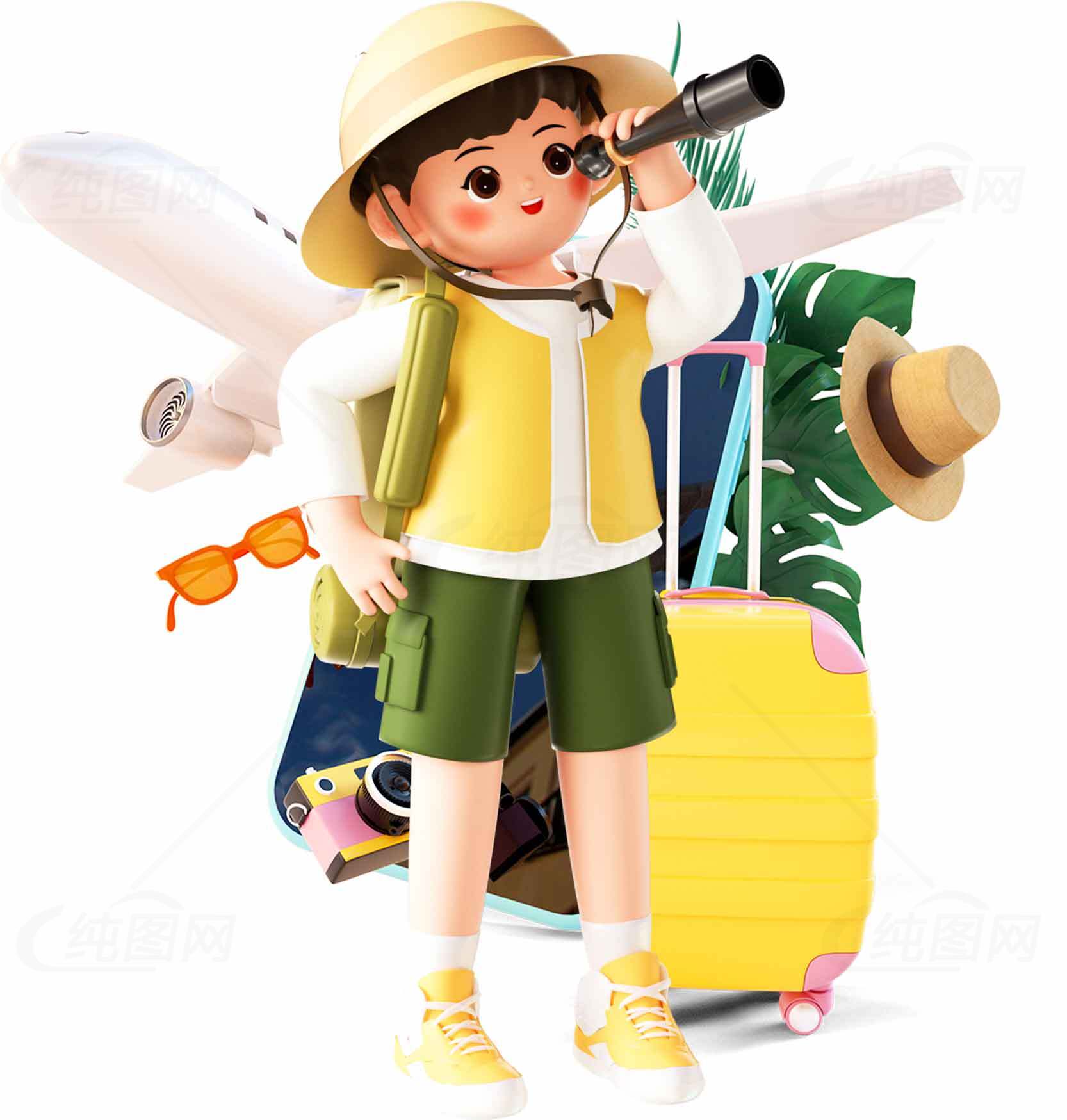儿童旅游装备与夏日旅行主题图片素材
