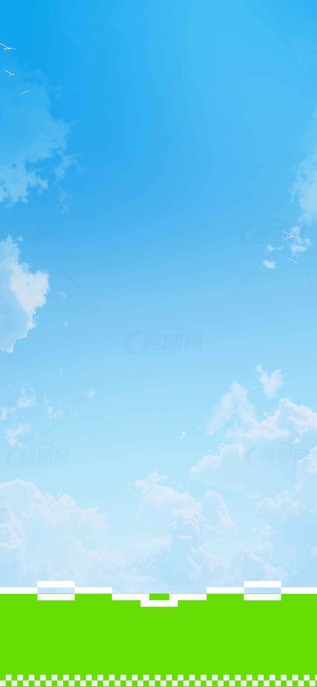 清新蓝天与绿色草地背景图片素材