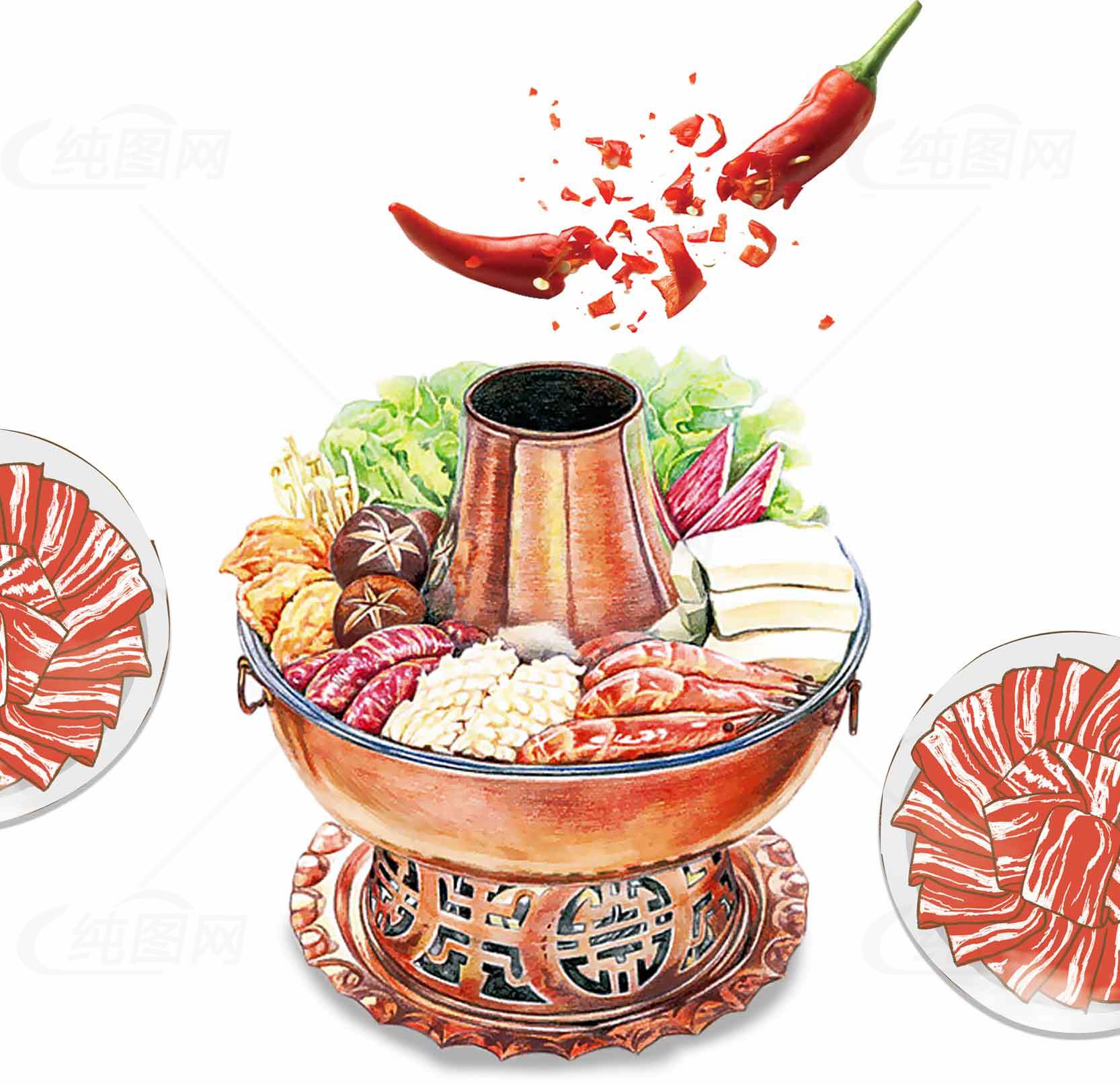 传统铜锅涮羊肉美食图片素材