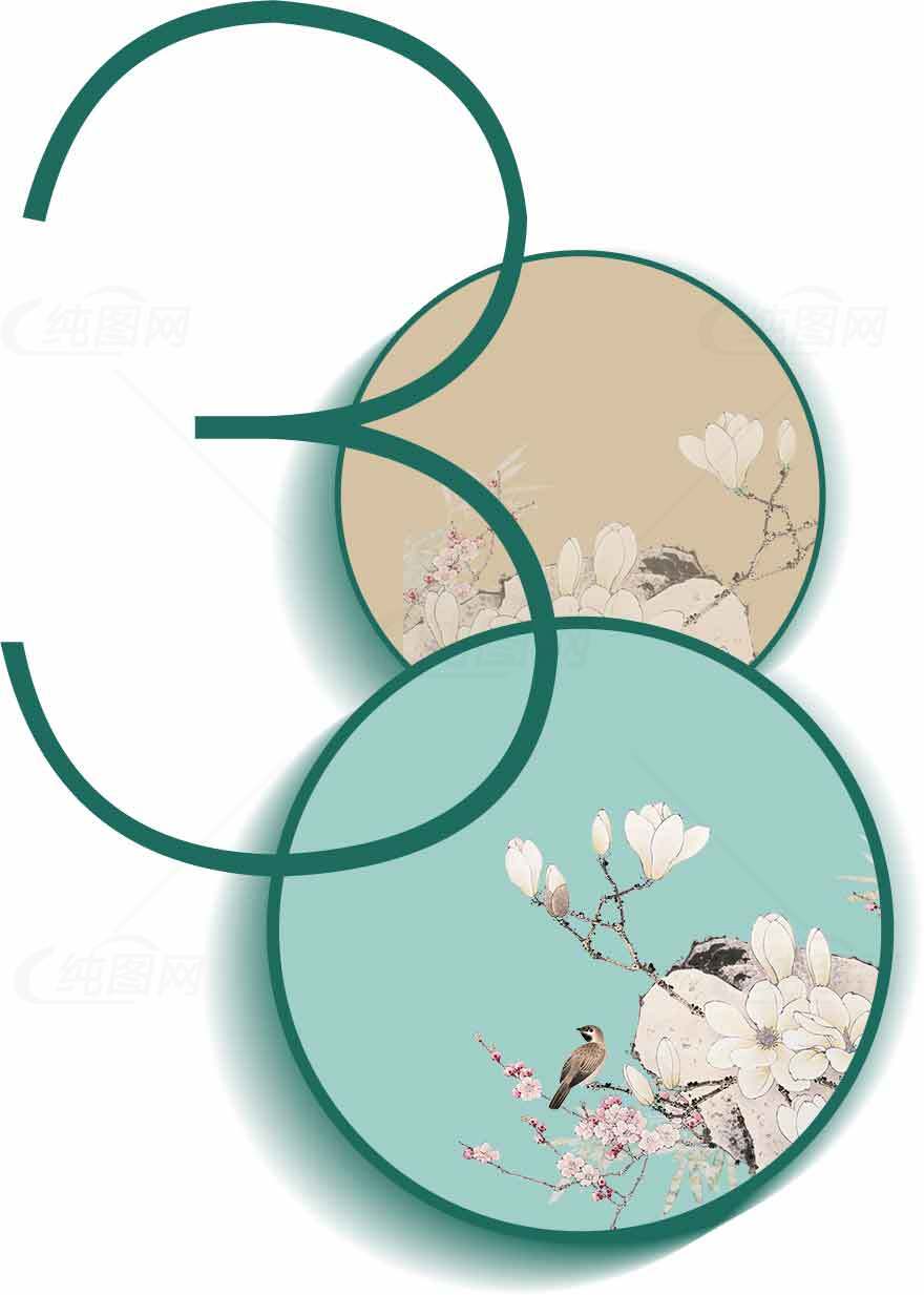 38妇女节插画风格视觉设计：春日花卉与自然元素素材