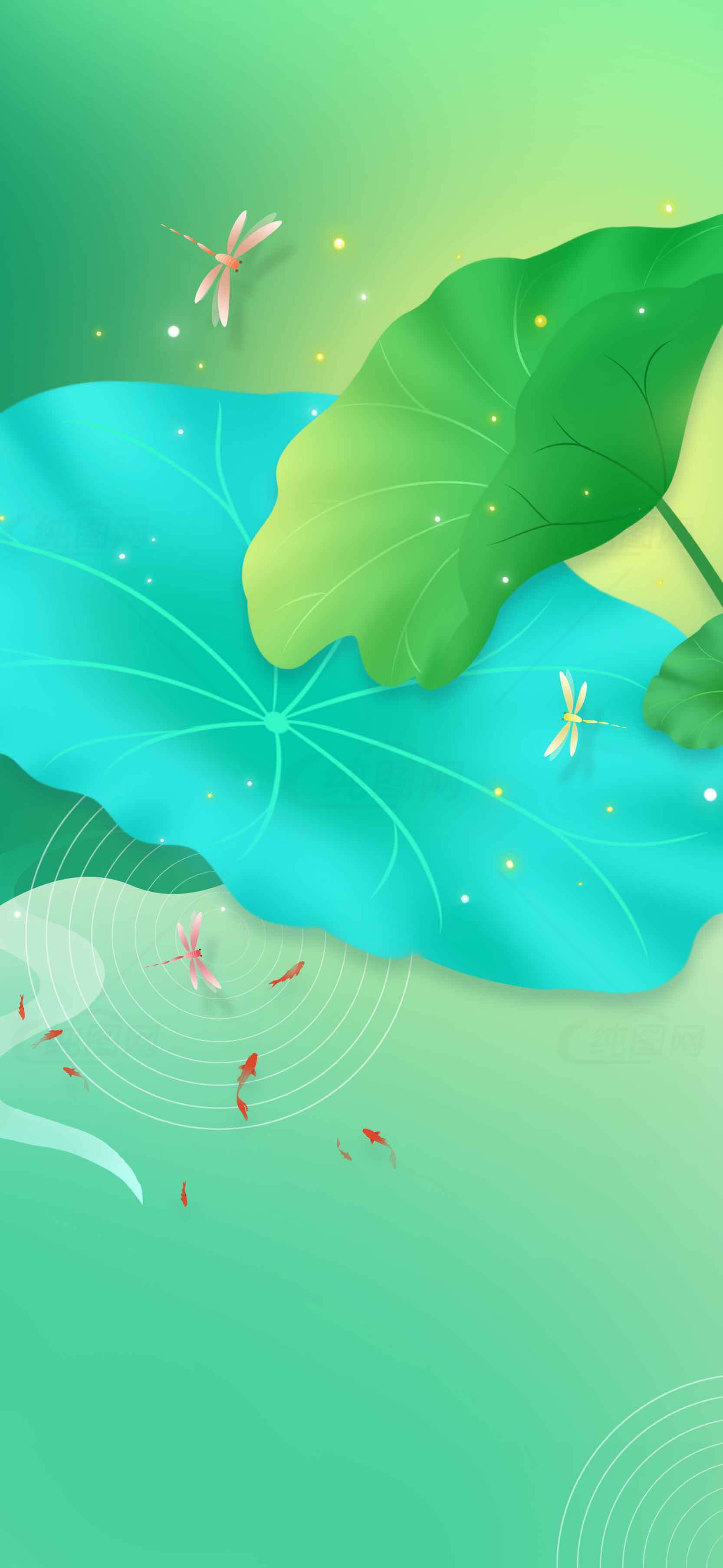 清新荷叶与蜻蜓唯美背景图片素材