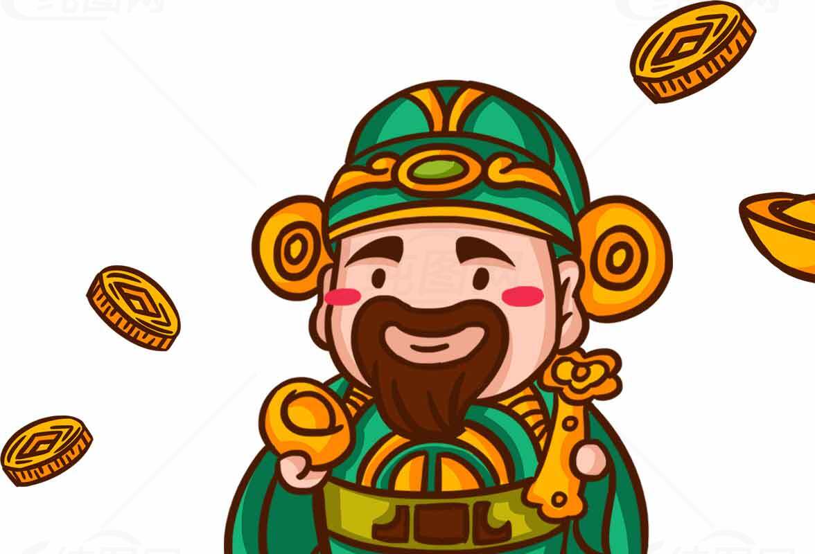 卡通版财神爷图片：招财进宝的象征素材
