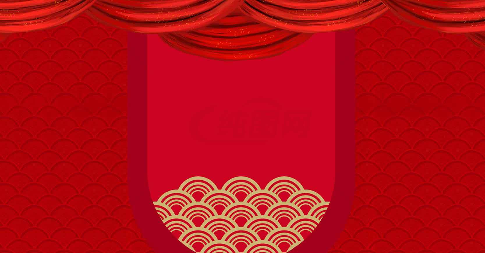 中国风传统元素与红色背景设计素材