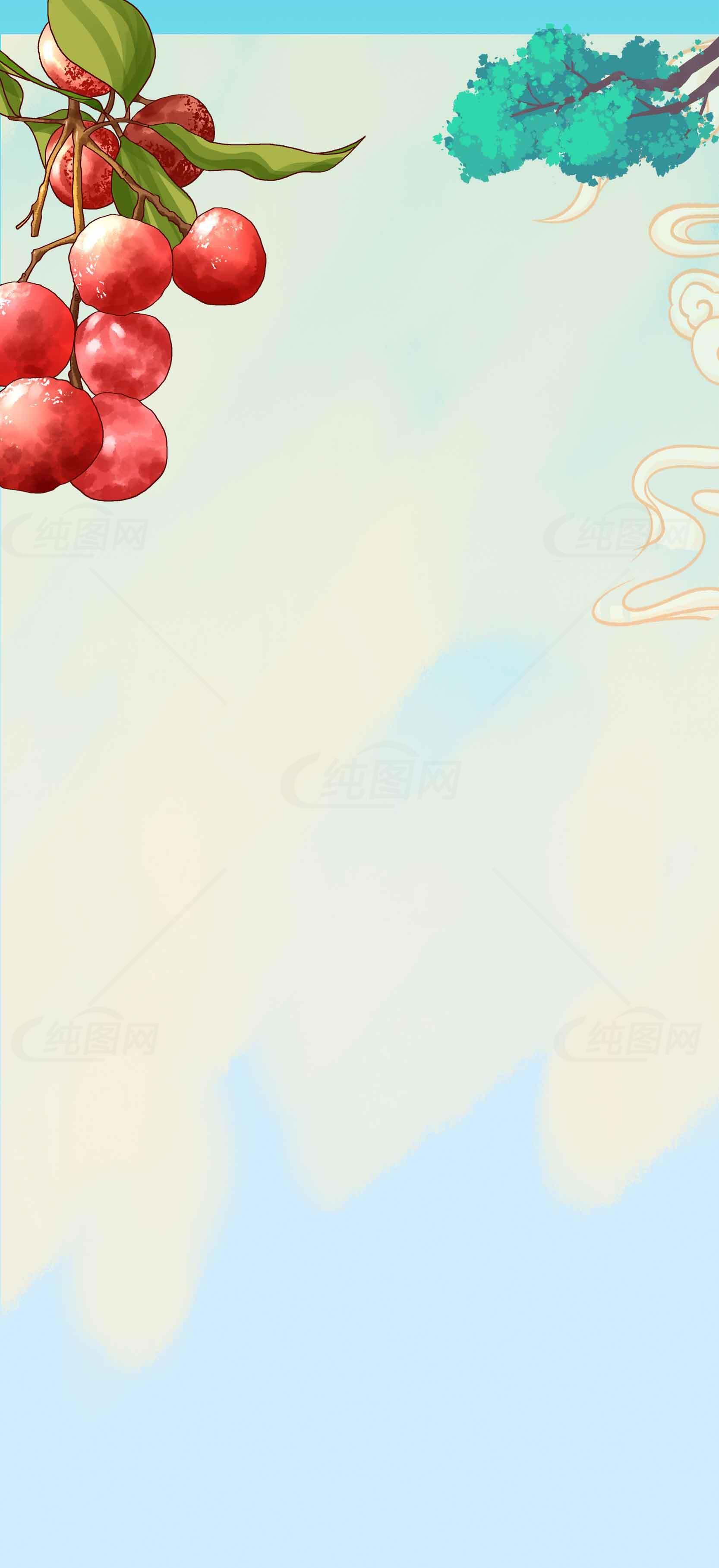 清新手绘樱桃背景图片素材