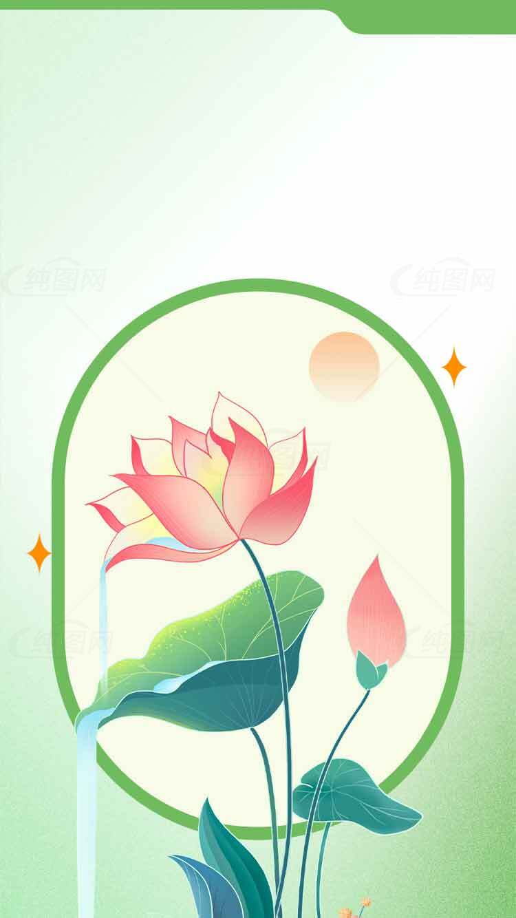 清新荷花主题插画背景图片素材