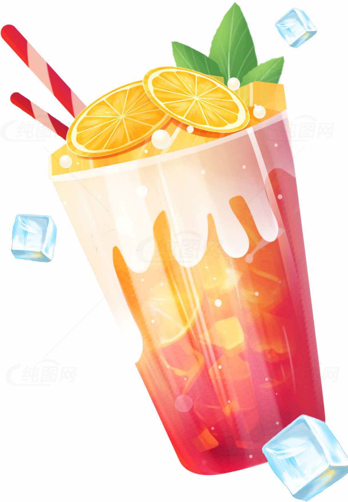 夏日清爽橙子冰饮图片素材