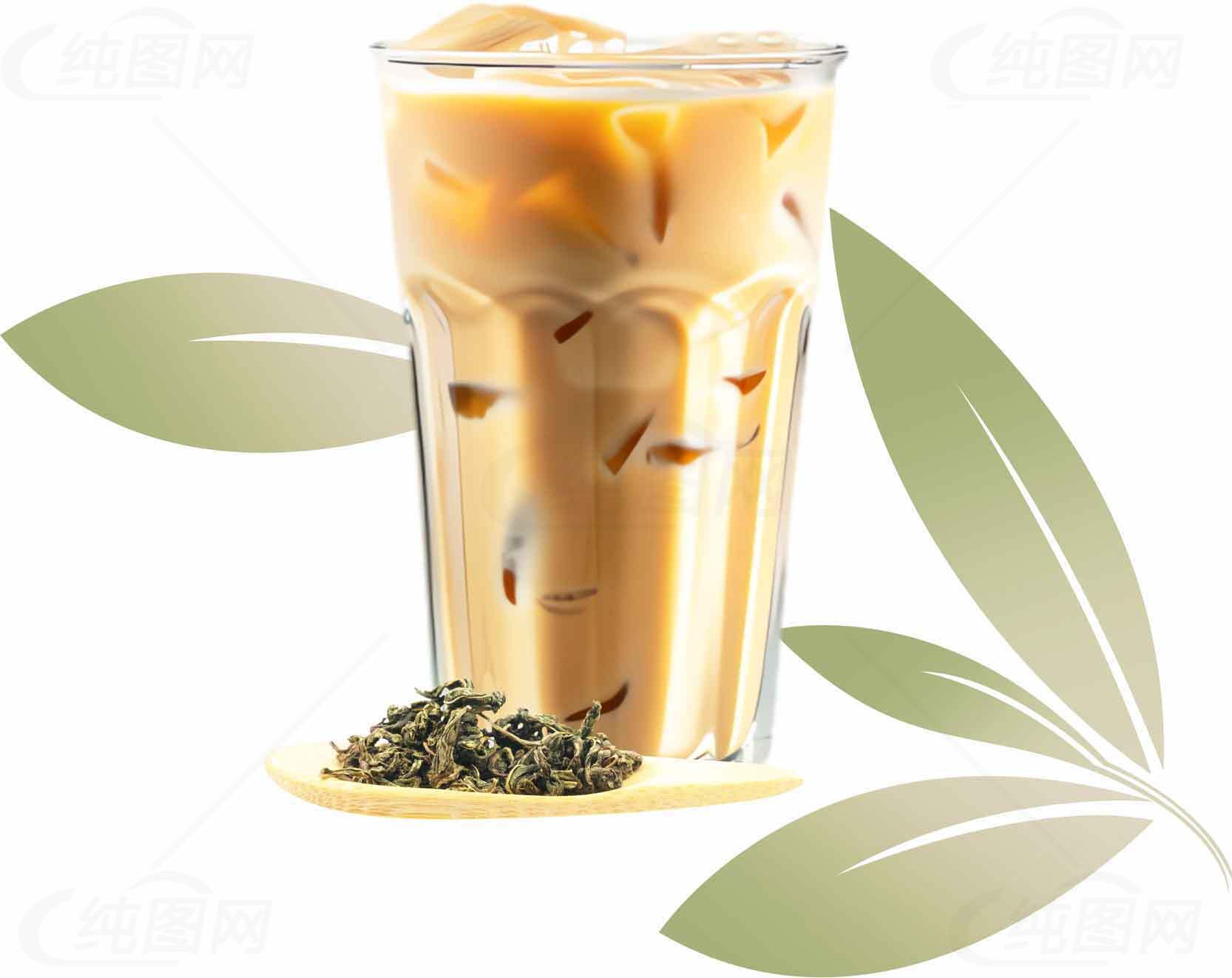 冰绿茶拿铁的清新享受素材