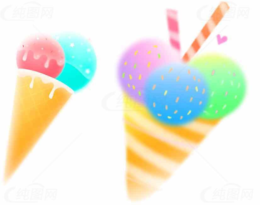 彩色冰淇淋插画图片-甜美夏日美食设计素材