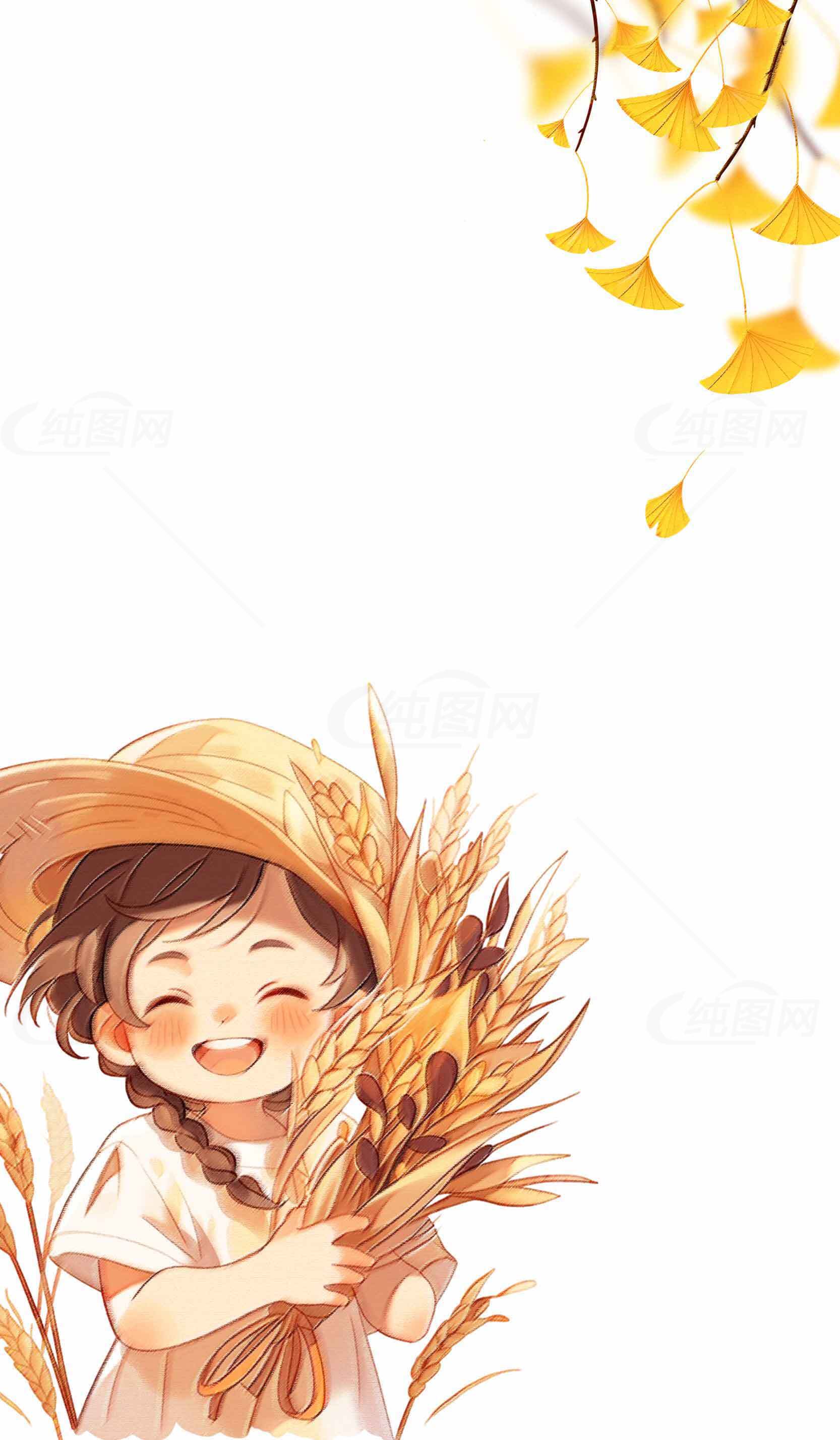 秋季田园风插画背景图片素材