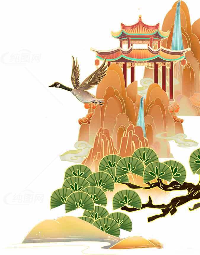 中国传统山水画风景图片素材