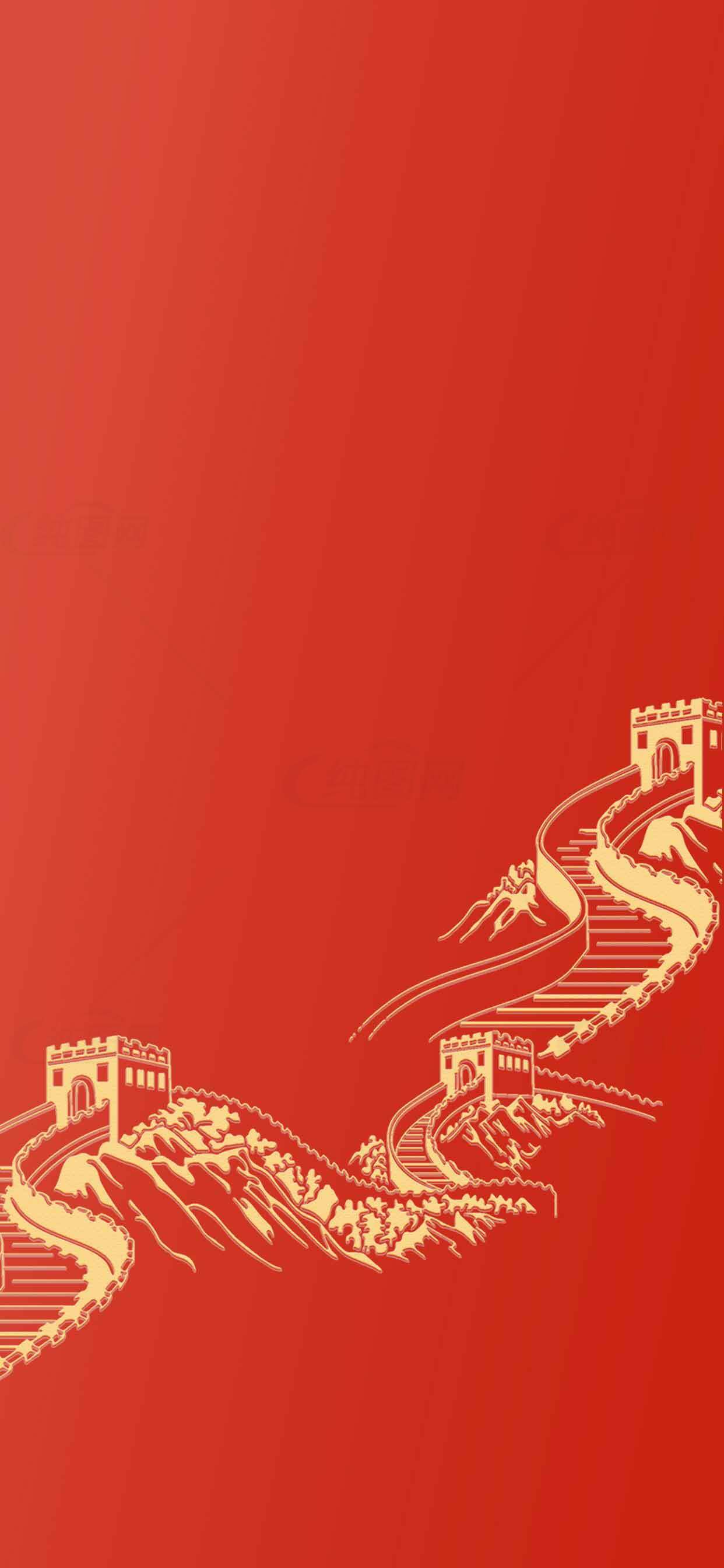 中国长城红色背景设计素材