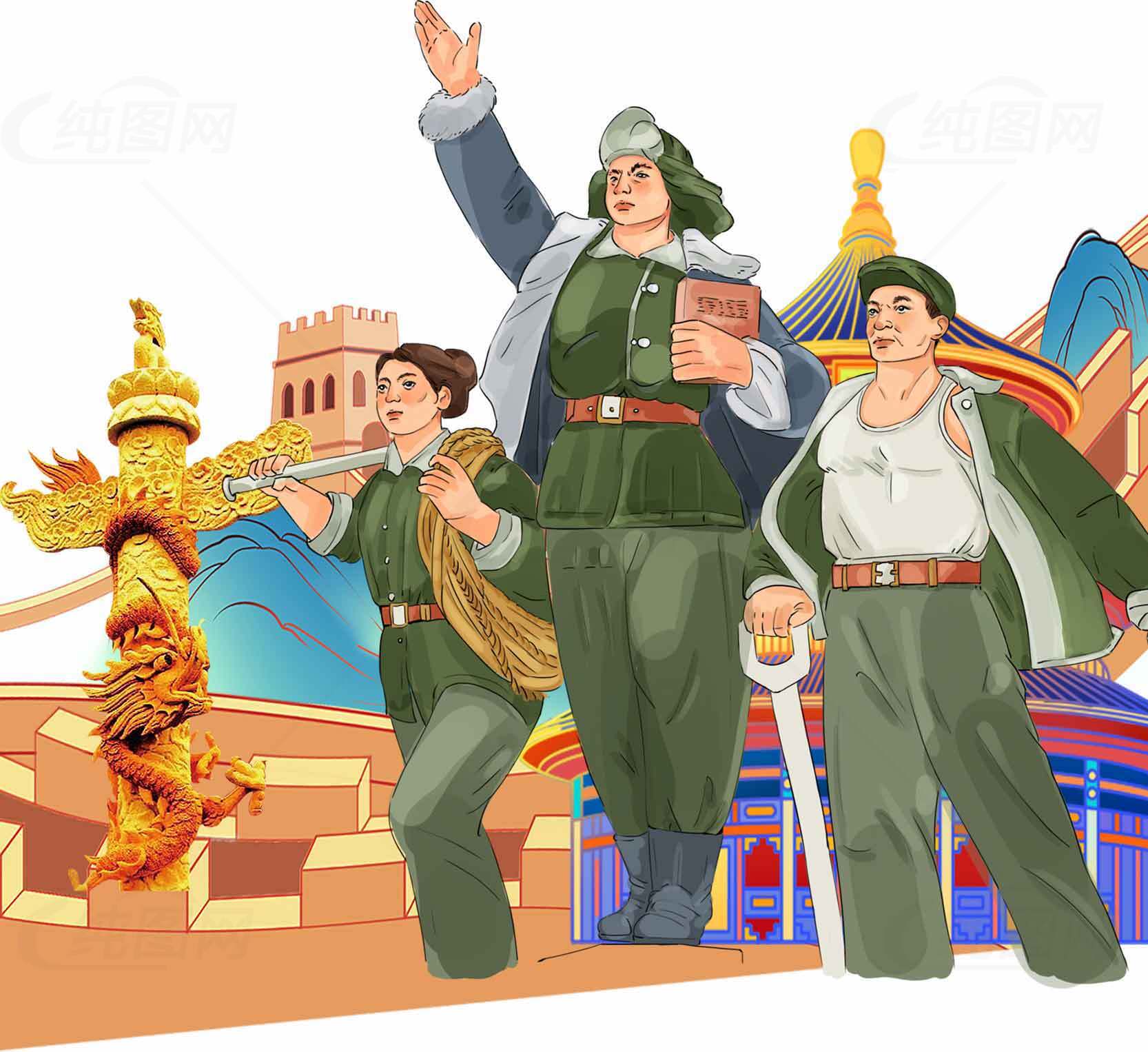 红色文化主题插画设计素材