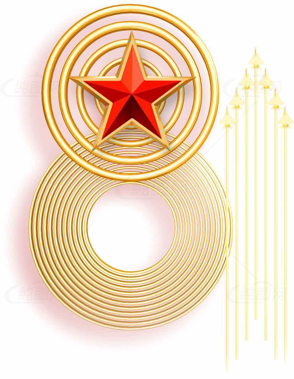 红色星星与金色线条装饰设计图片素材