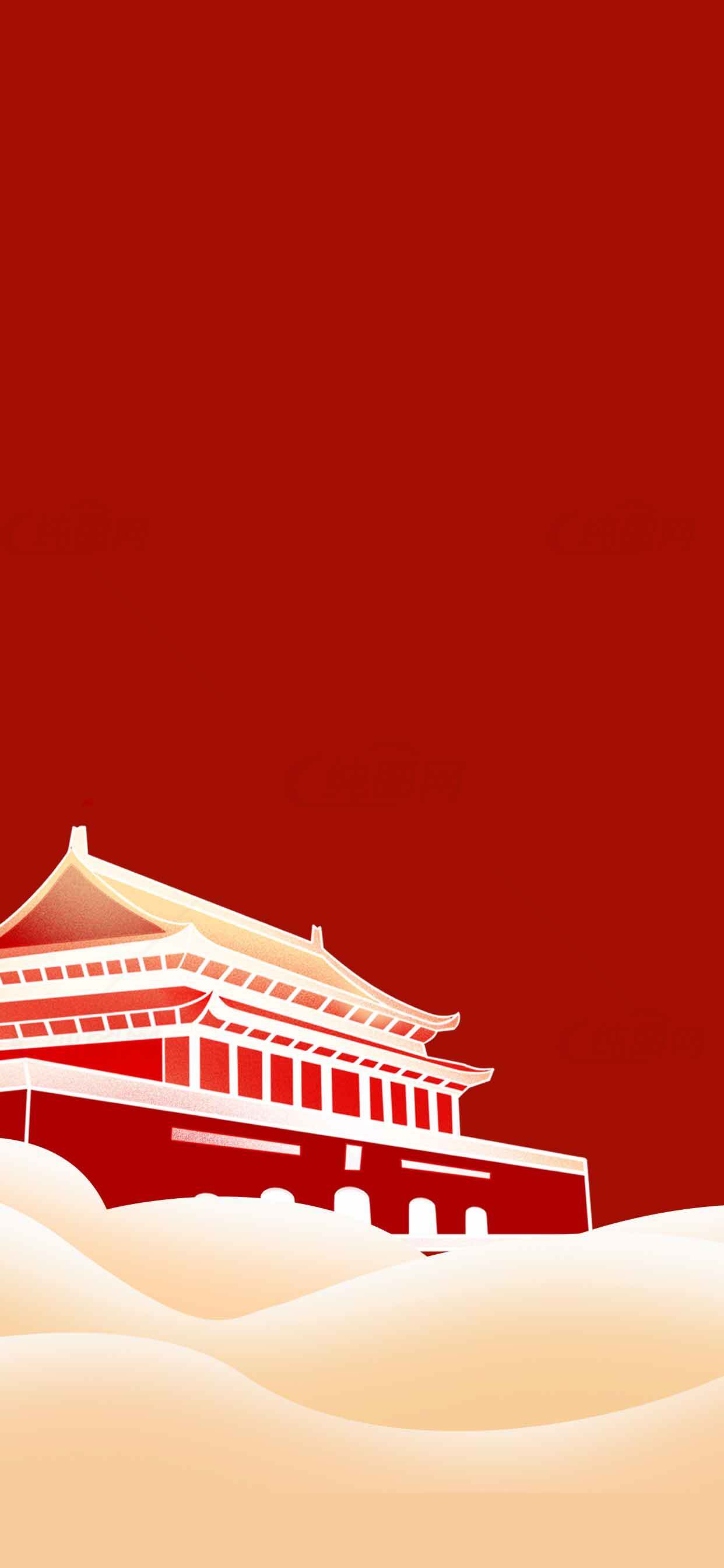 中国传统建筑红色背景设计素材
