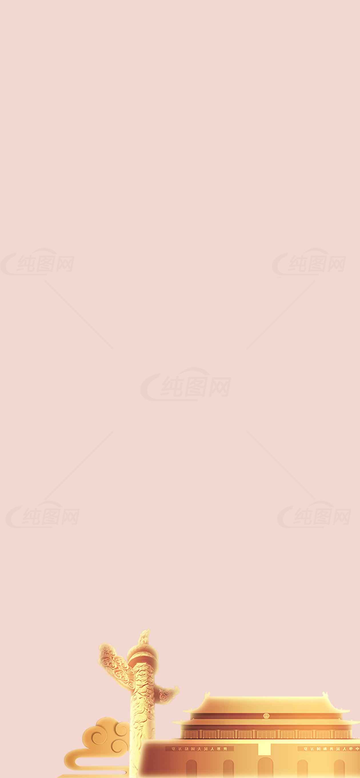 中国传统建筑与华表背景图片素材