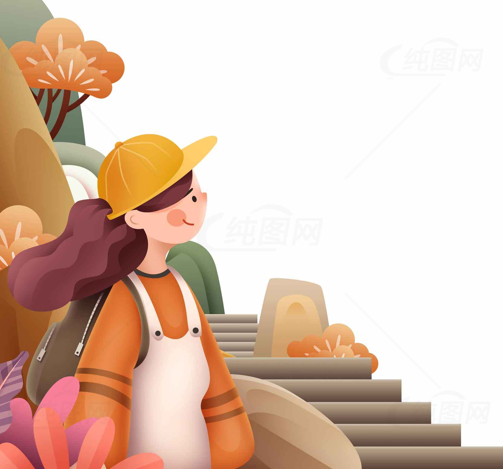 秋季户外旅行插画设计素材