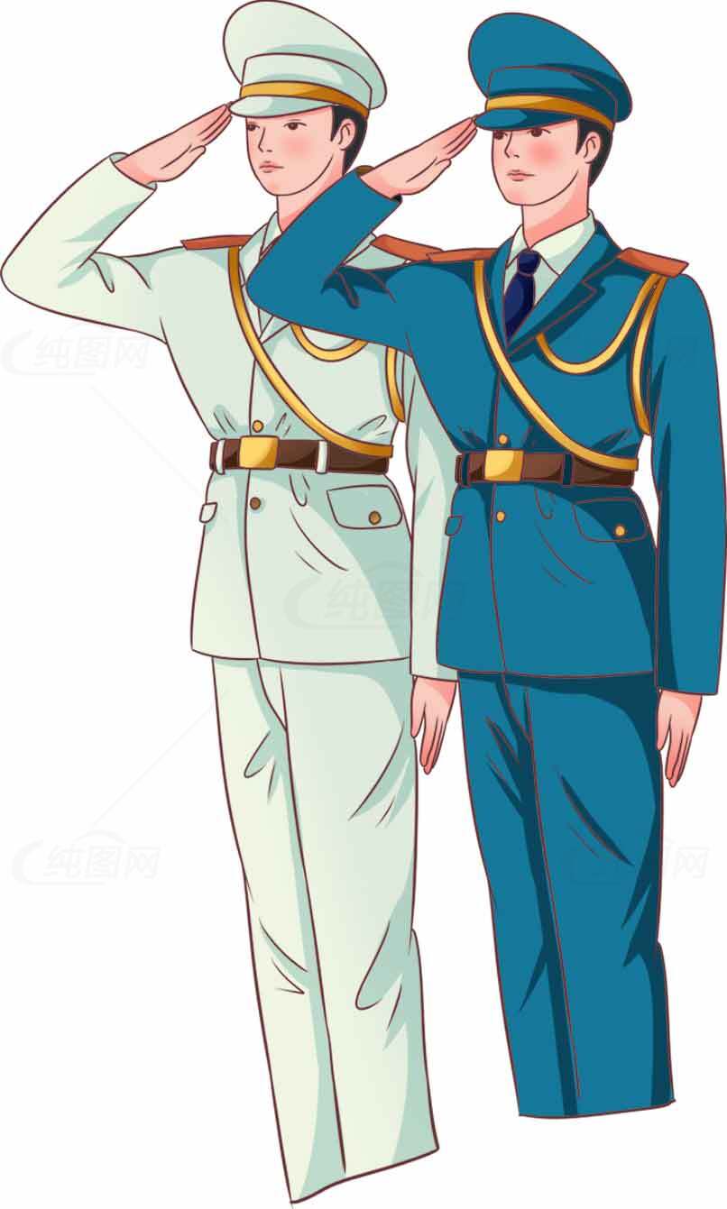 军人敬礼插画图片素材