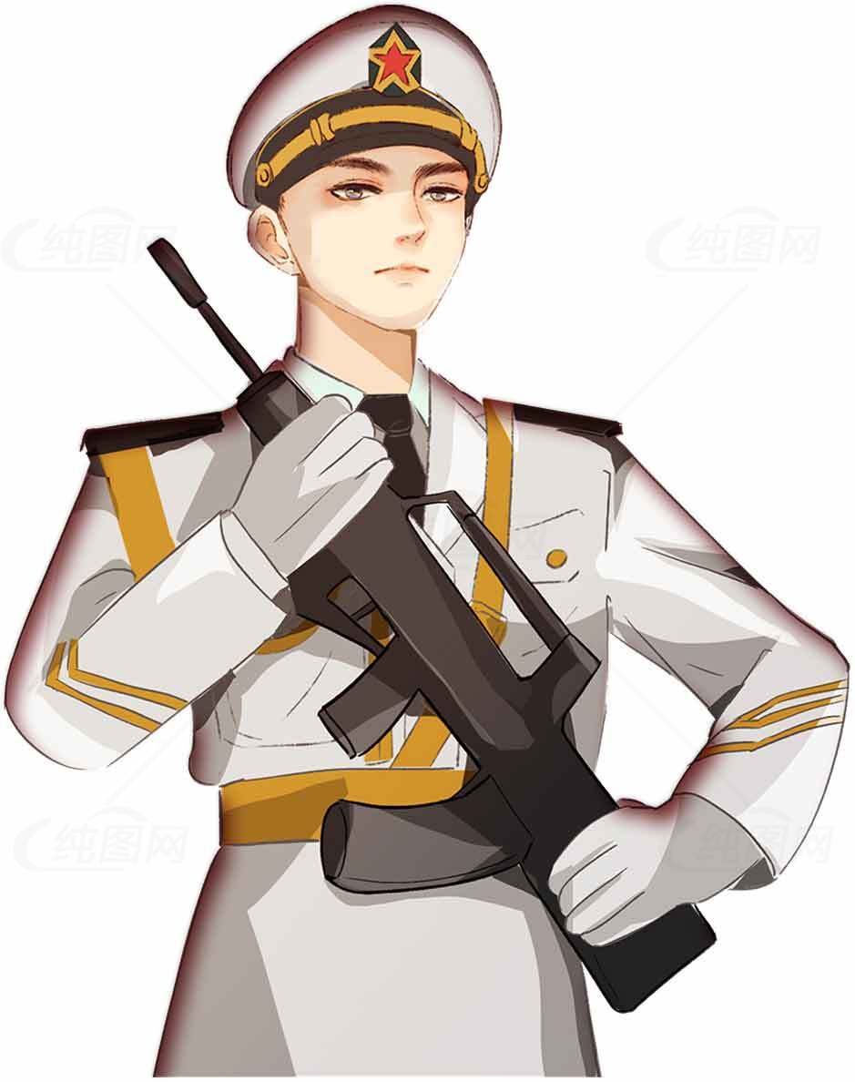 中国军人卡通形象插画素材