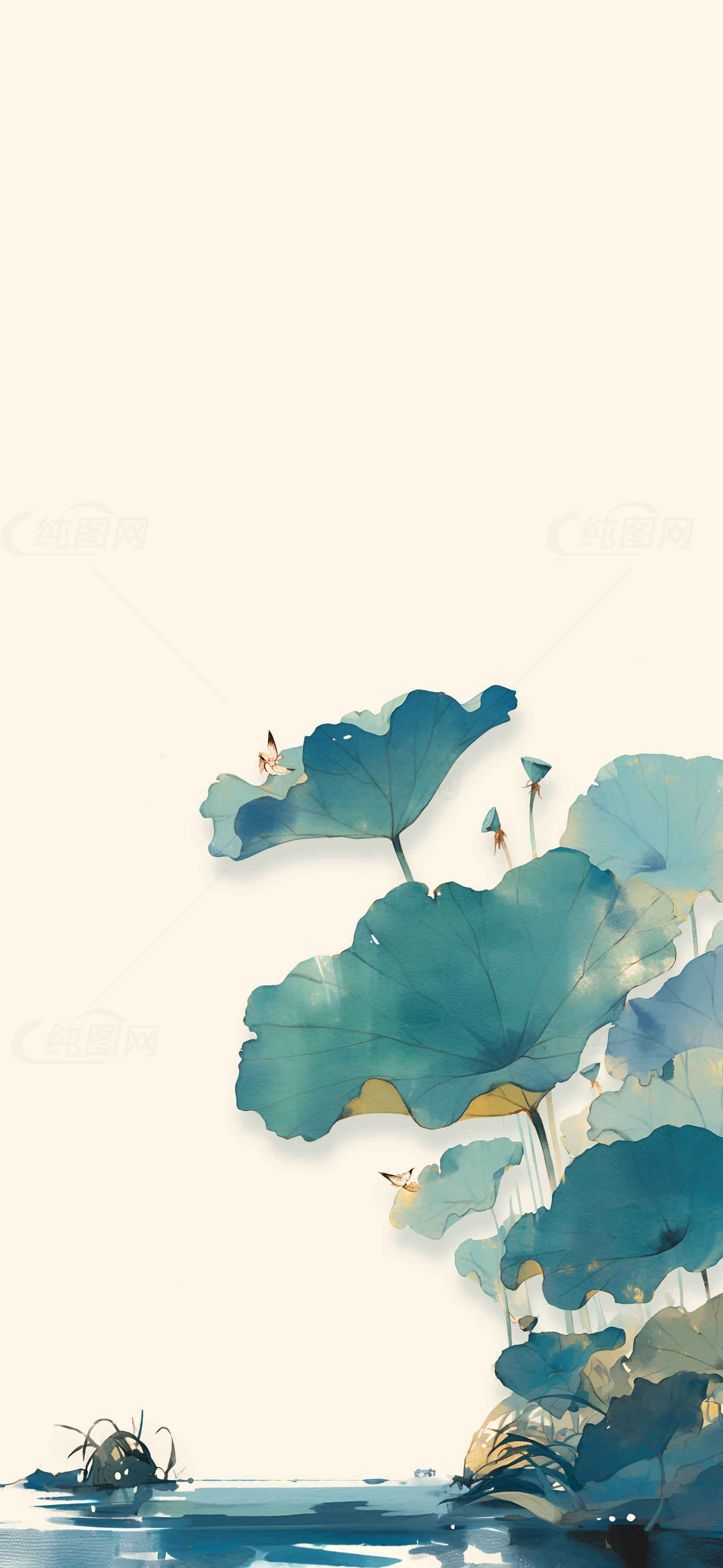 唯美水墨荷花背景图片素材