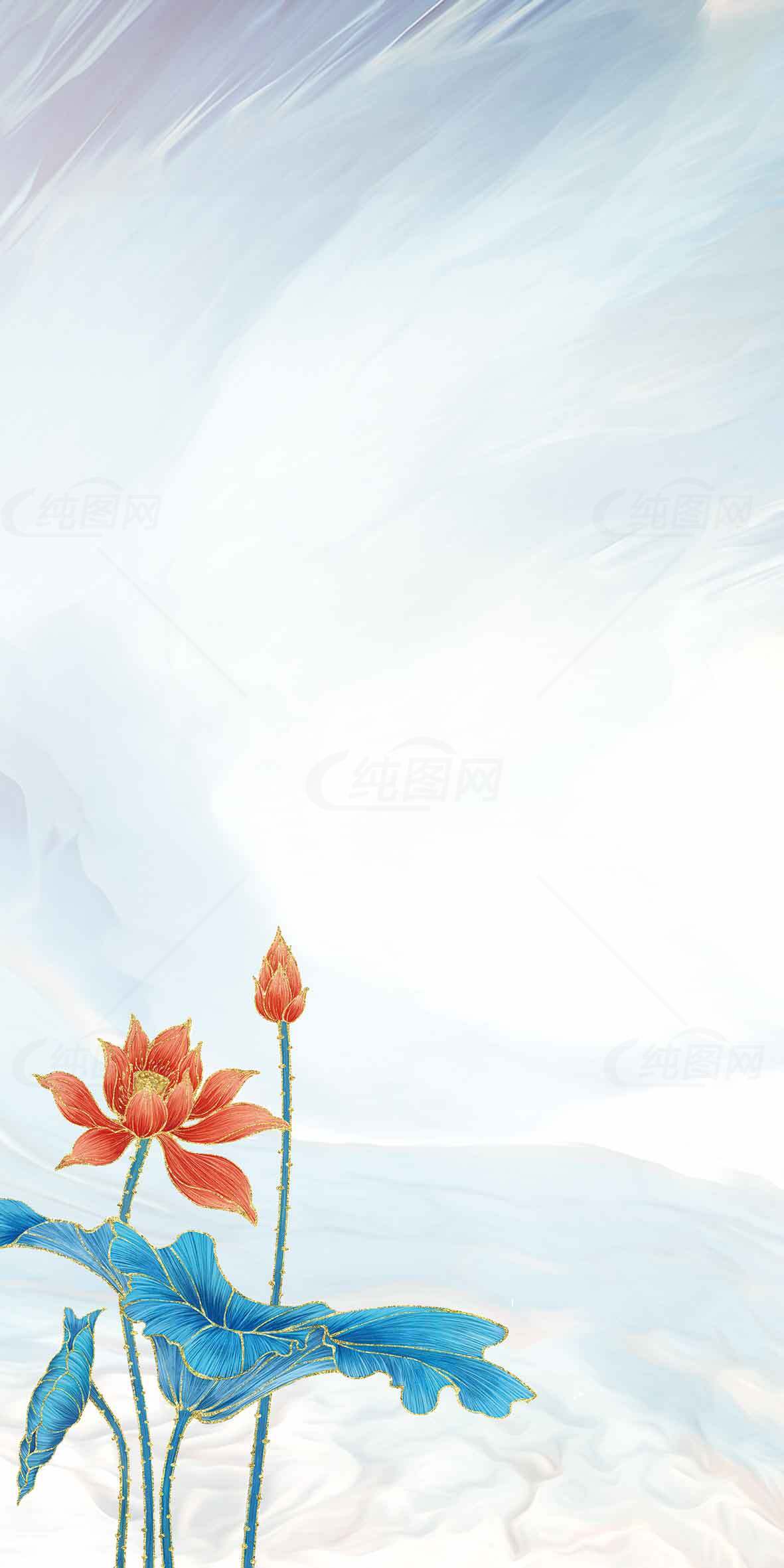 唯美中国风荷花背景高清图片下载素材