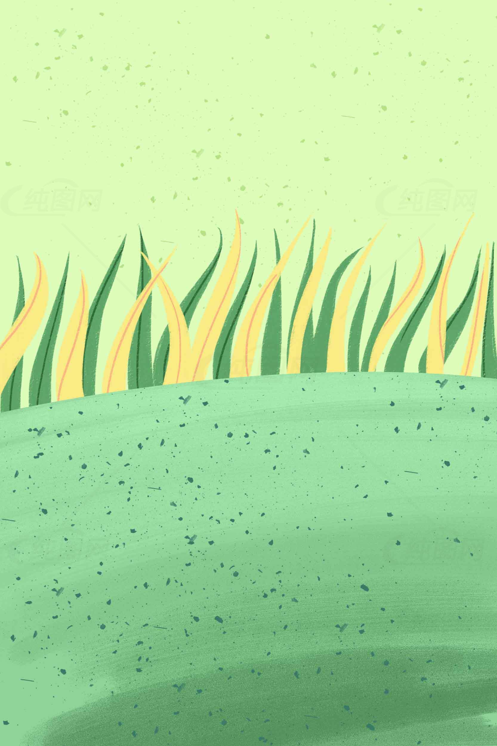 清新自然风格草地插画背景素材