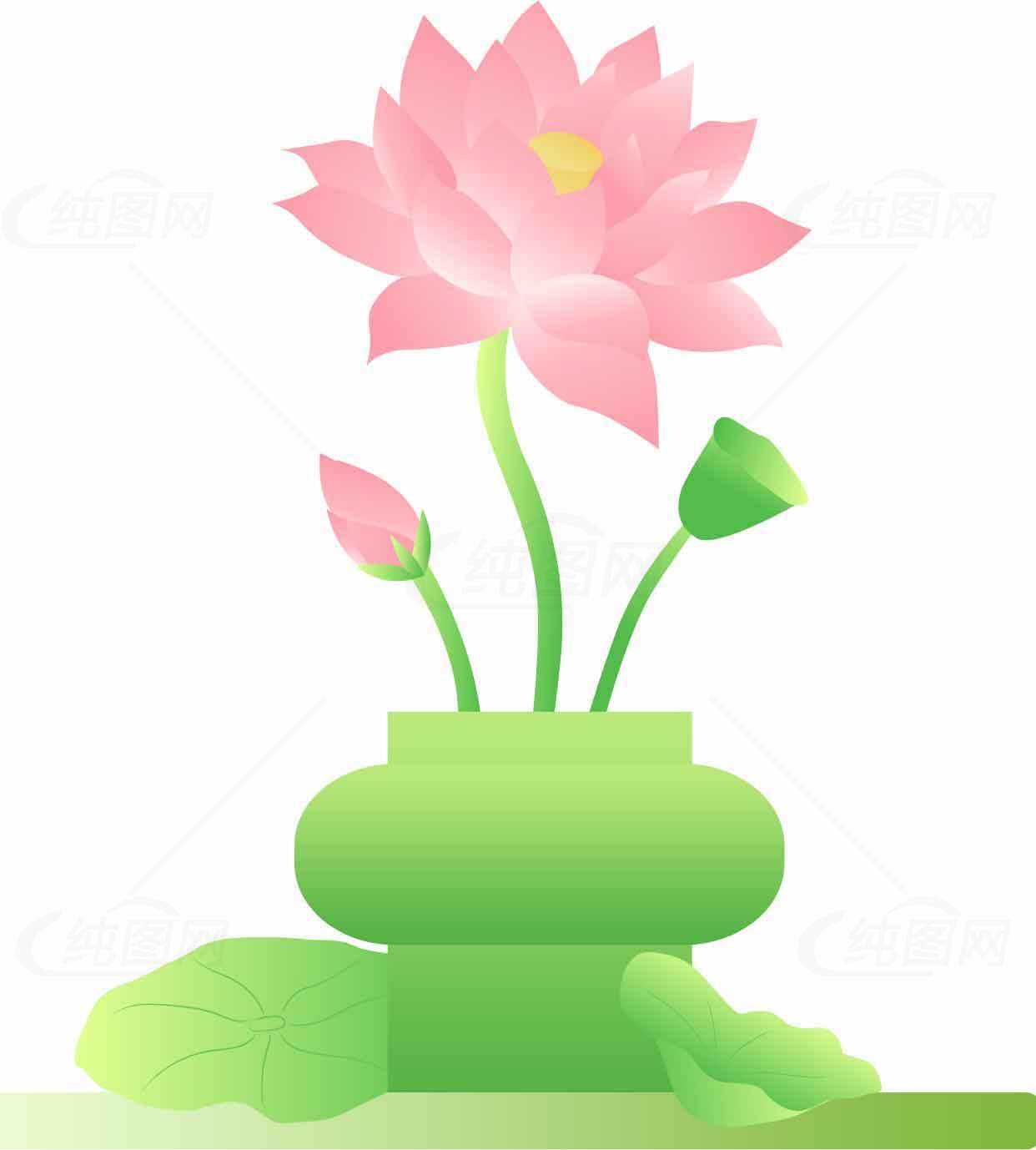 荷花主题清新插画设计图片素材