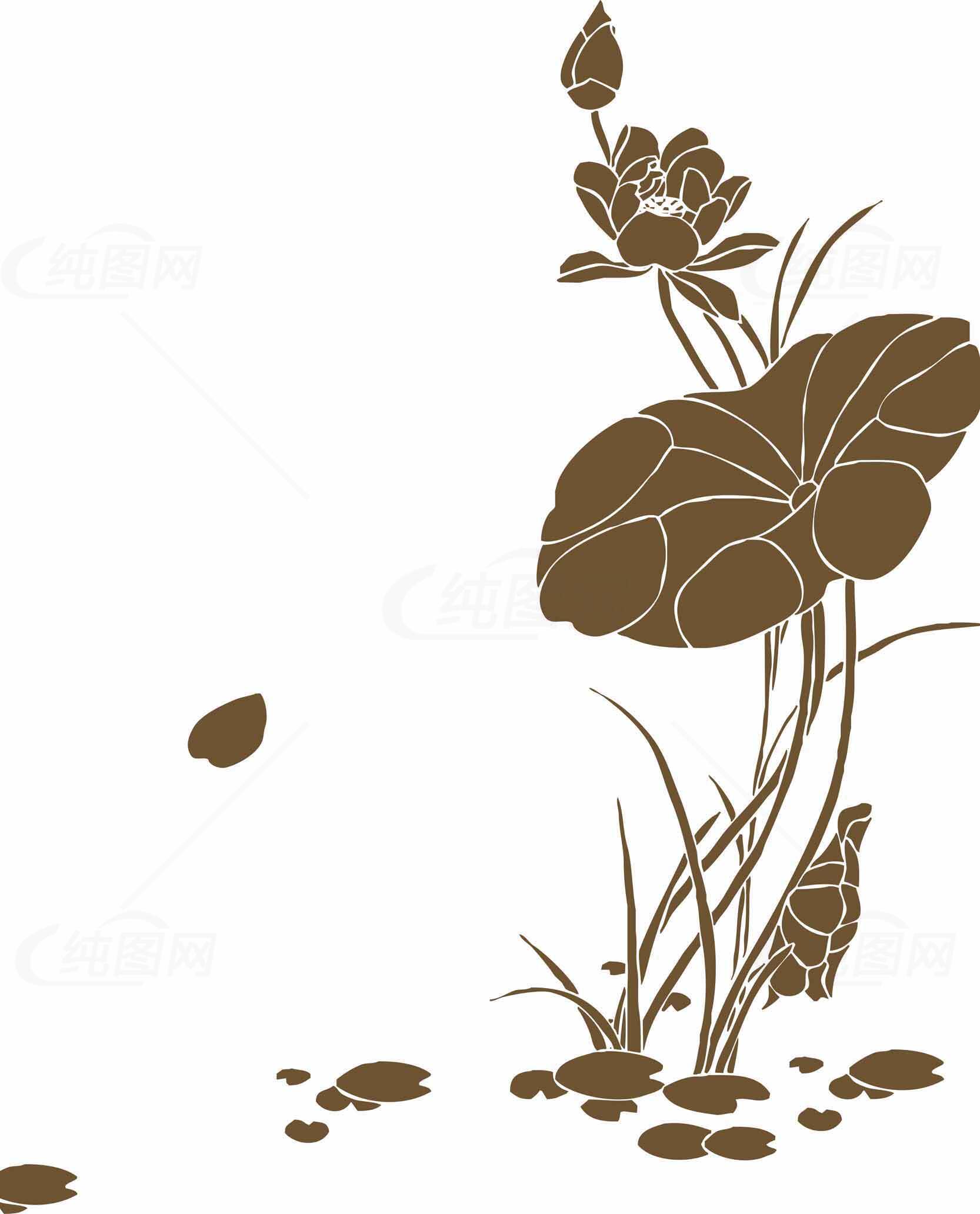 简约中式荷花剪影设计图片素材