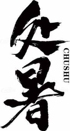 处暑书法艺术设计：传统文化与黑白美学素材
