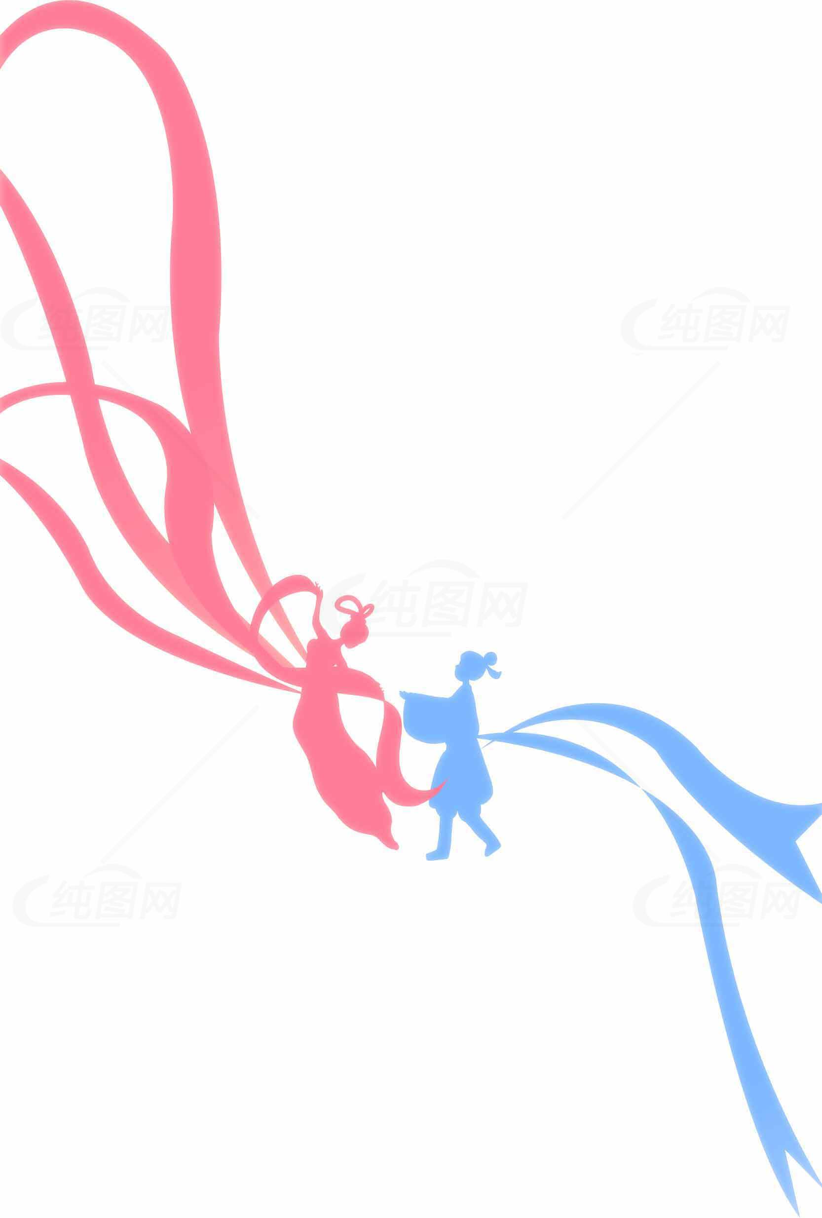 七夕鹊桥相会简约插画设计素材